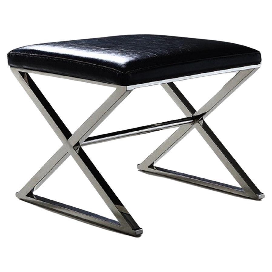 Black Leather Bench at 1stDibs