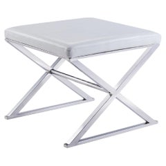 Pasargad Luxe Collection Faux Leather Bench, White