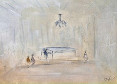 Concert von Pascal Bouterin, Öl auf Papier, Abstraktes impressionistisches Klaviergemälde
