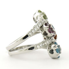 PASCAL BRUNI Ring with gemstones and brilliant cut diamond up to 0.50ct 18k gold