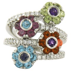 PASCAL BRUNI Ring with gemstones and brilliant cut diamond up to 0.50ct 18k gold