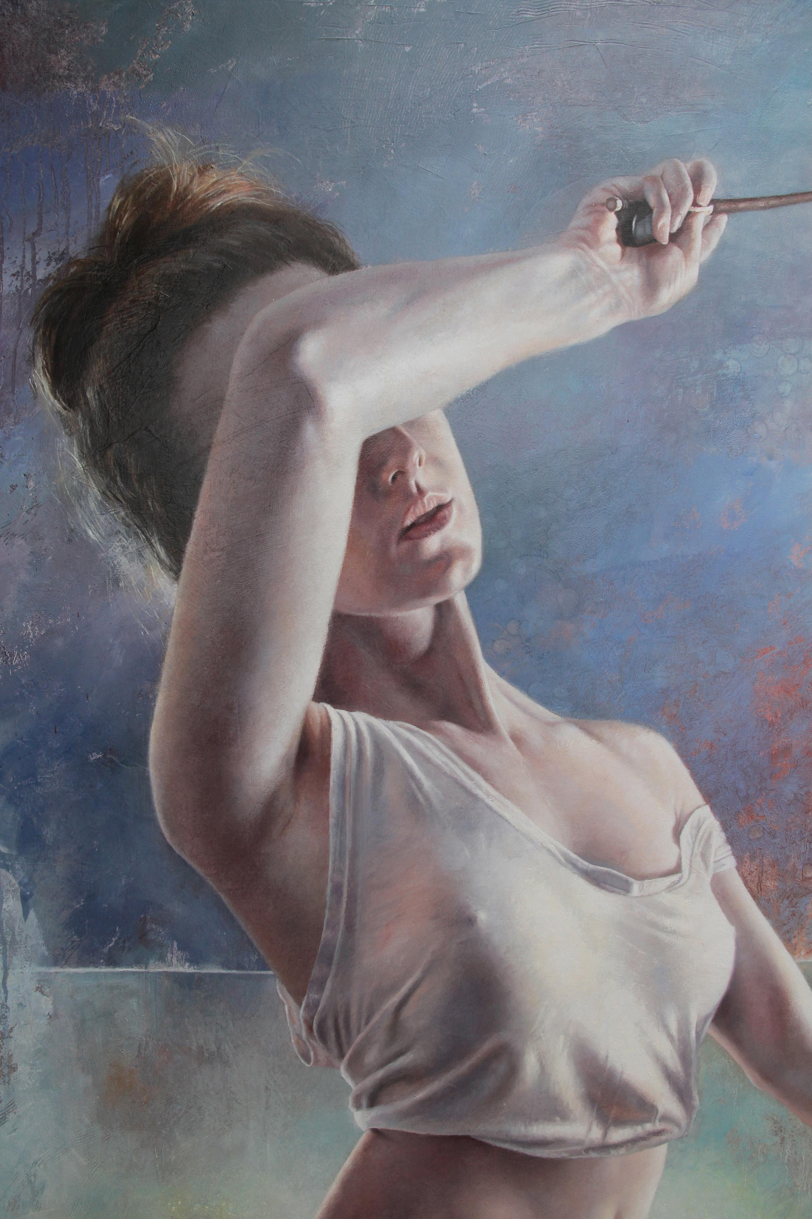 „Coup de nerf“ Ölgemälde auf Leinwand, 195x130 cm (Realismus), Painting, von Pascal Chôve