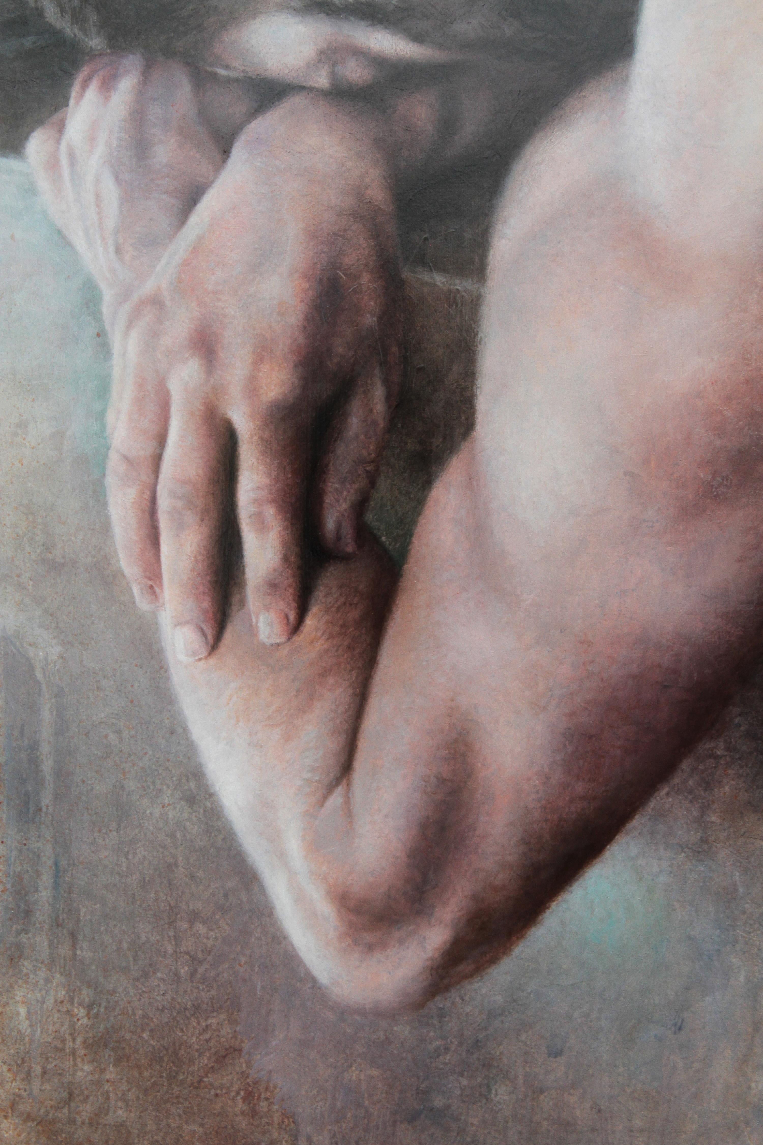 „Get up and paint“ Ölgemälde auf Leinwand, 100x100 cm im Angebot 1