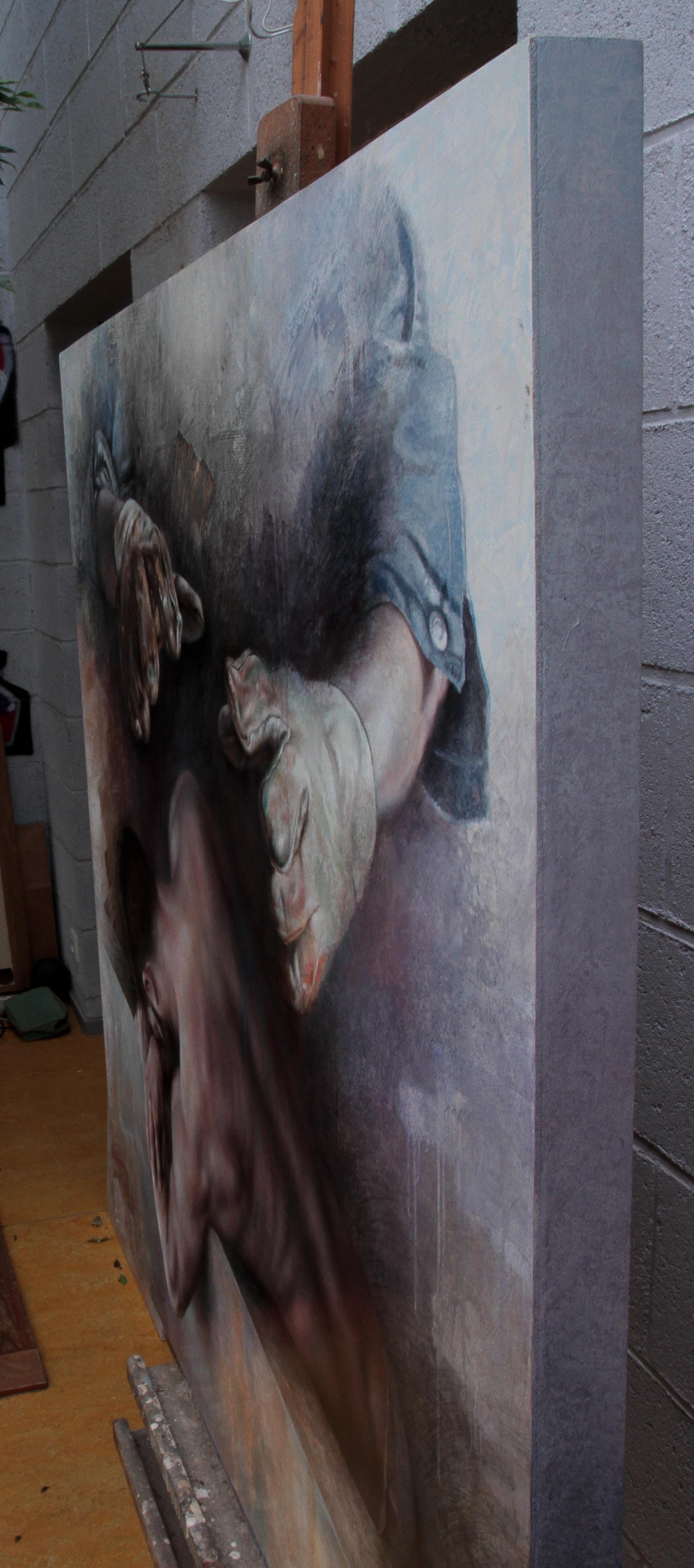 „Get up and paint“ Ölgemälde auf Leinwand, 100x100 cm im Angebot 3
