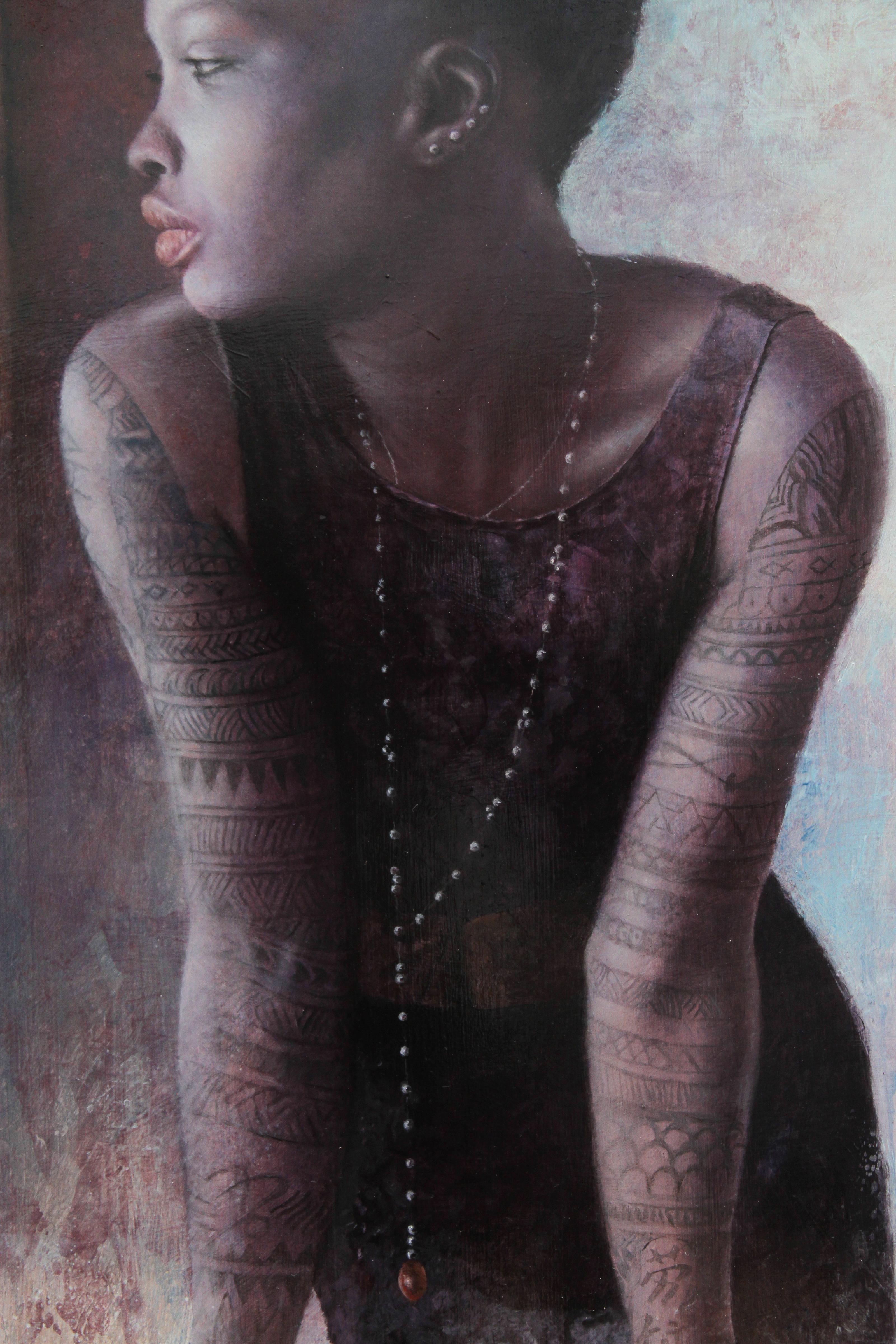 „L'artiste“, Ölgemälde auf Holz, 100x50 cm – Painting von Pascal Chôve