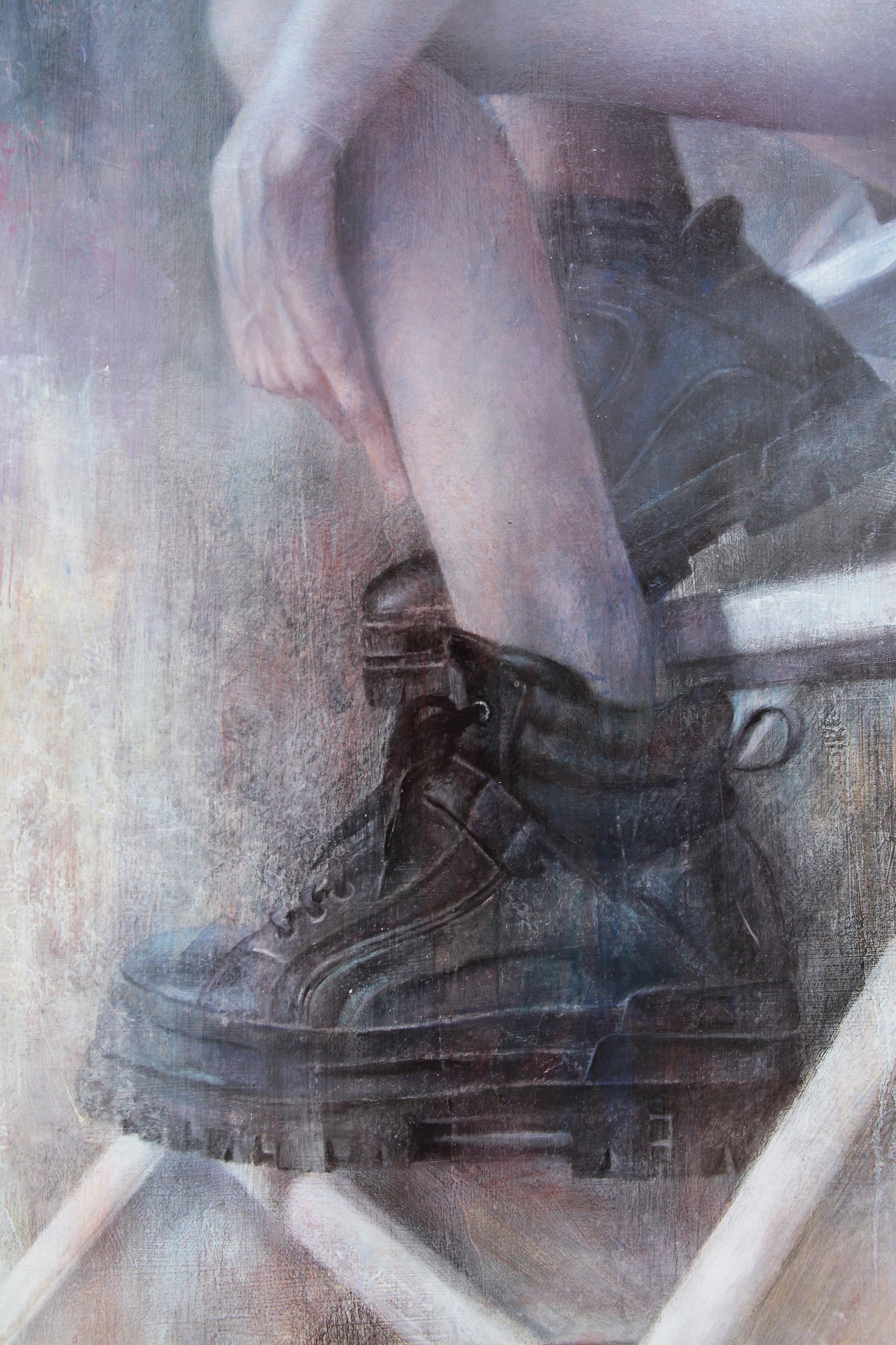 „Sie ist“, Ölgemälde auf Holz, 100x50 cm – Painting von Pascal Chôve