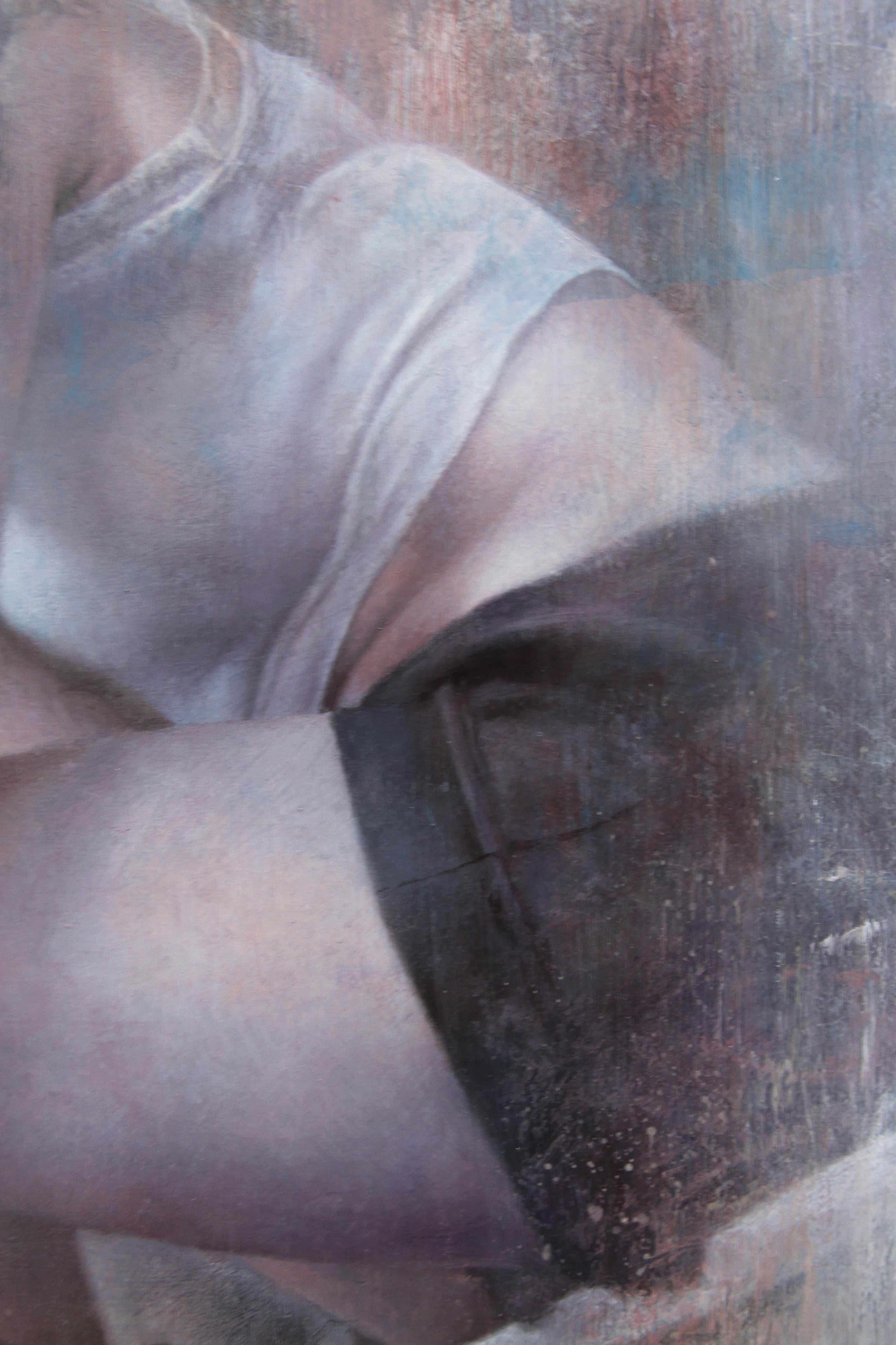 „Sie ist“, Ölgemälde auf Holz, 100x50 cm im Angebot 1