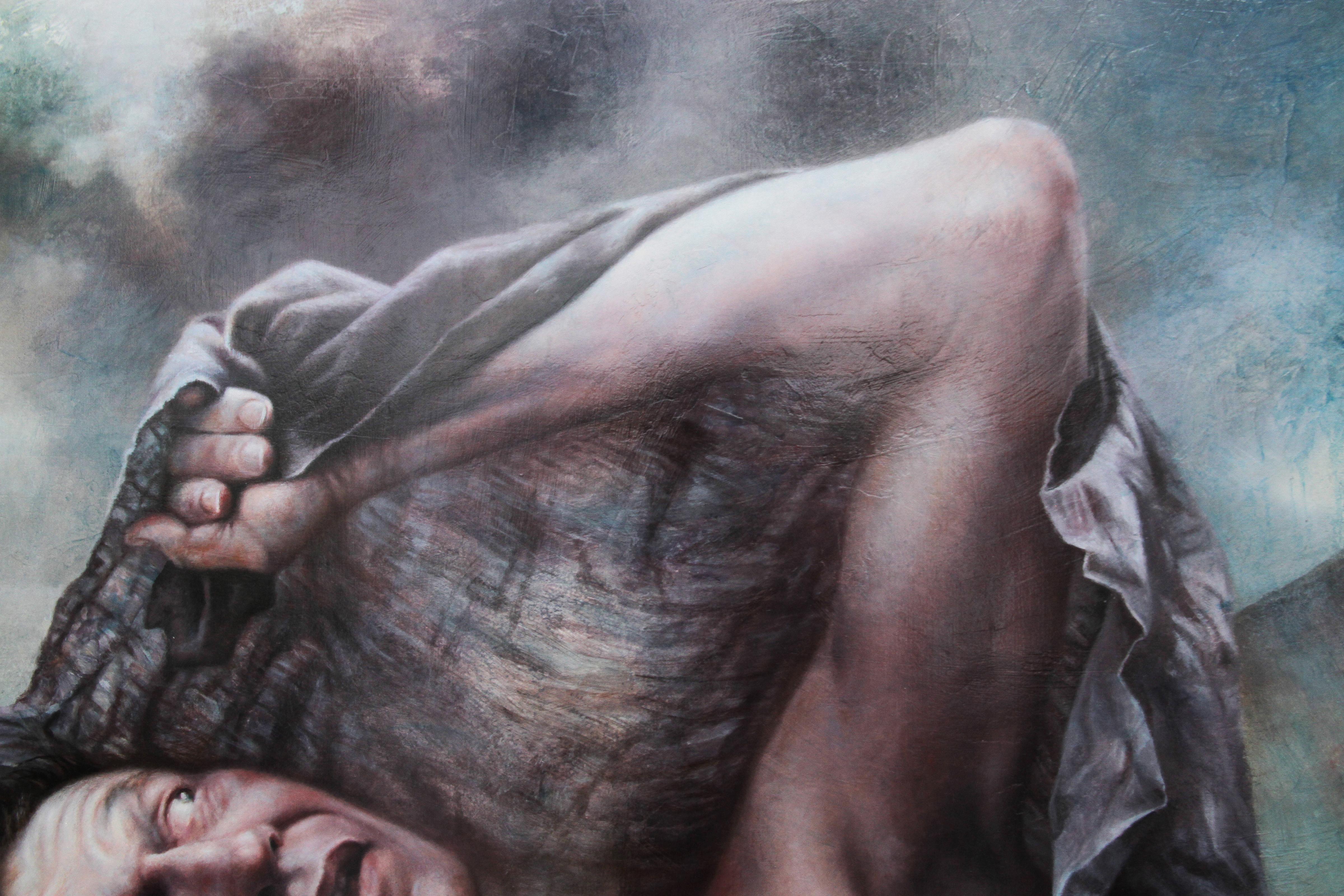 „Strange Sommer“ Ölgemälde auf Holz, 100x100 cm – Painting von Pascal Chôve