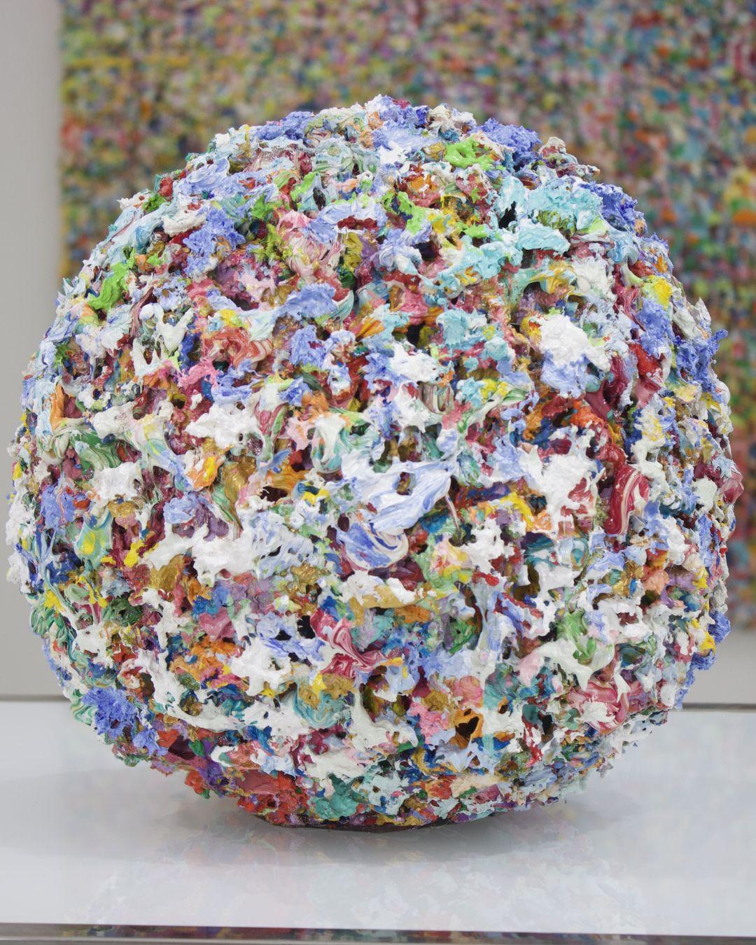 Pascal Courcelles Abstract Sculpture - Sphère, 2025 Mixed Media Sculpture, Unique 1/1, Abstract Art, 45 cm