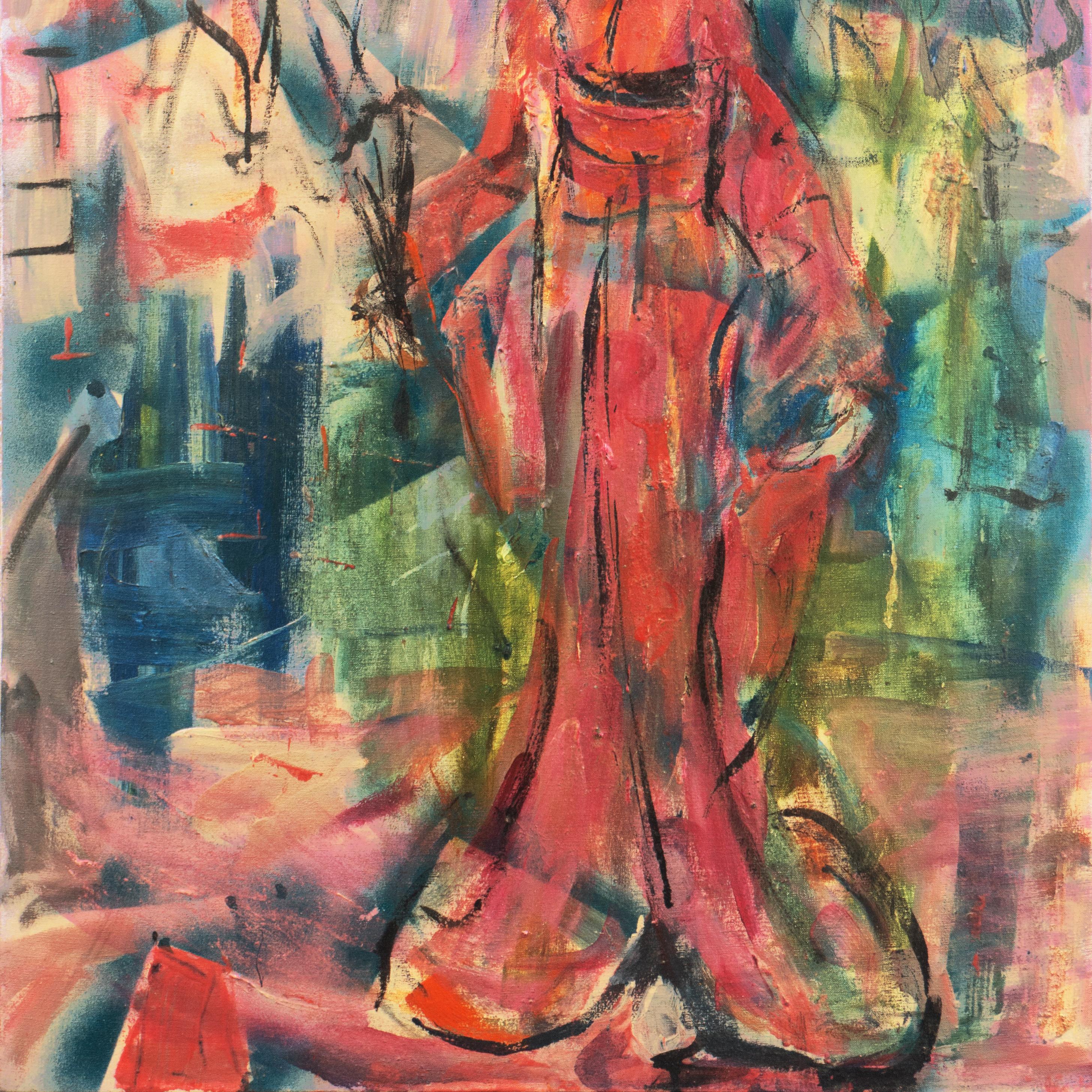 'Courtesan', Sausalito, North Beach, San Francisco Bay Area Expressionist Oil - Modern Painting by Pascal Cucaro
