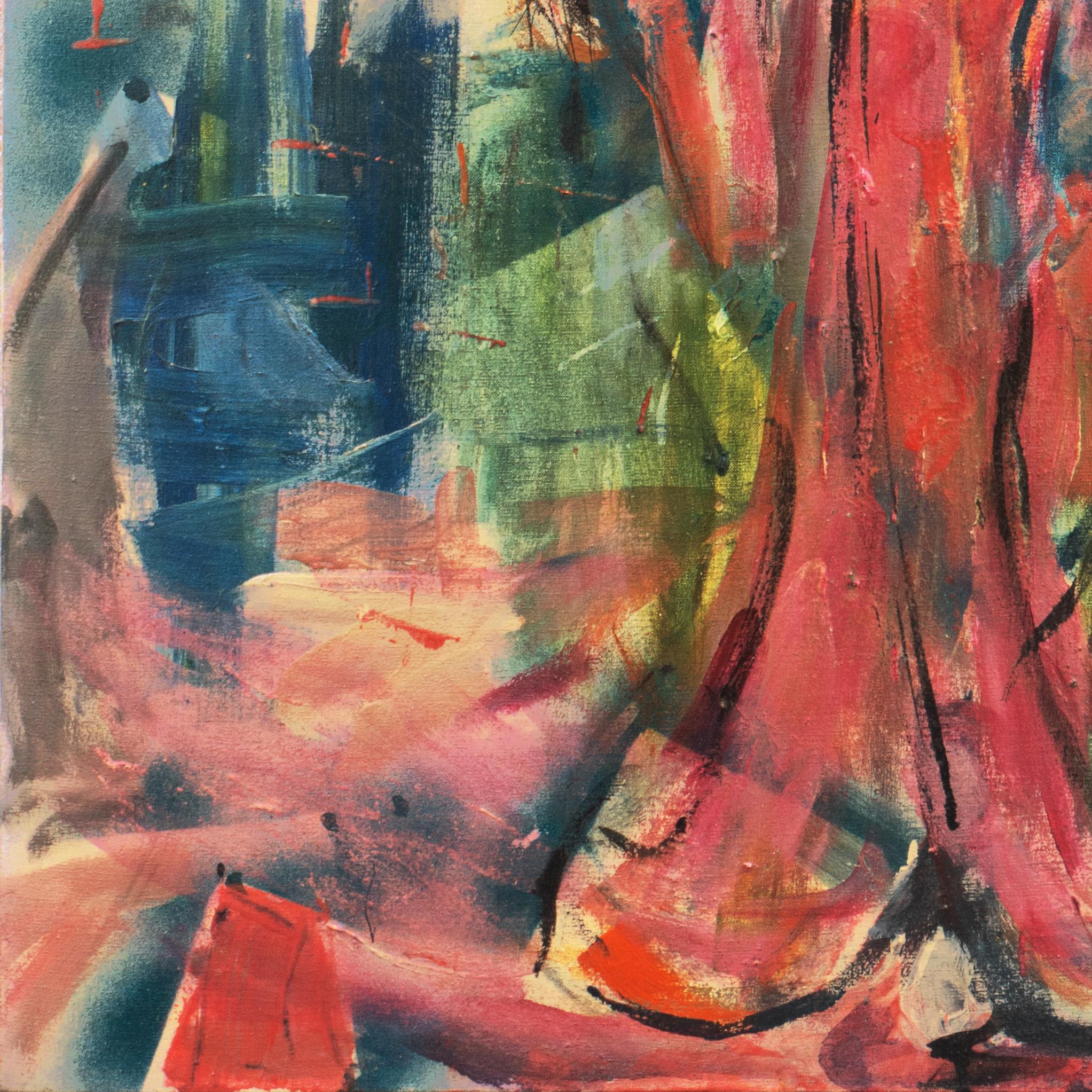 'Courtesan', Sausalito, North Beach, San Francisco Bay Area Expressionist Oil - Brown Abstract Painting by Pascal Cucaro