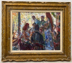 Pascal (Pat) Cucaro "Cafe Scene" Original Oil Painting C.1960