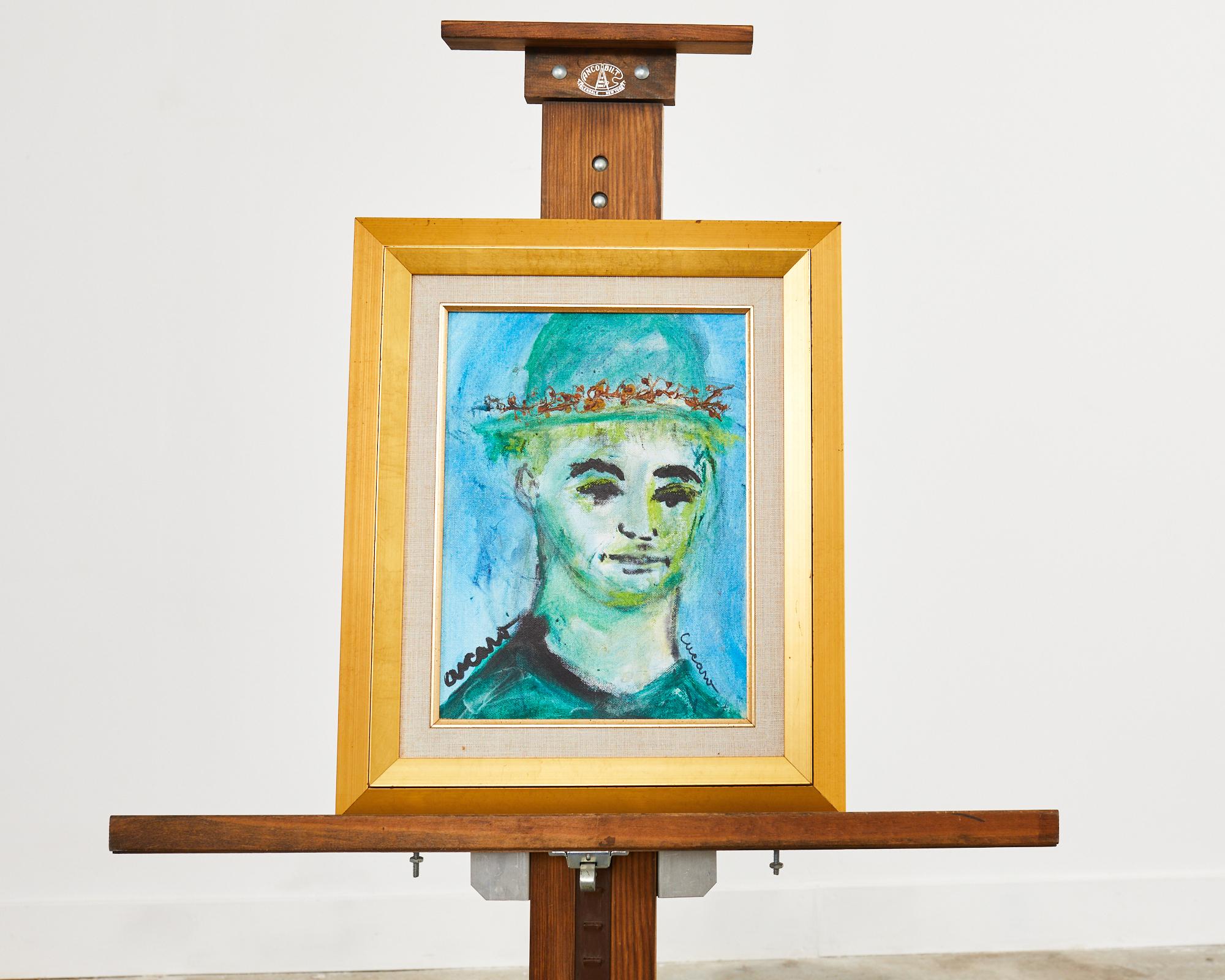 Pascal Cucaro, peinture d'un garçon portant un chapeau, 1915-2003 en vente 4