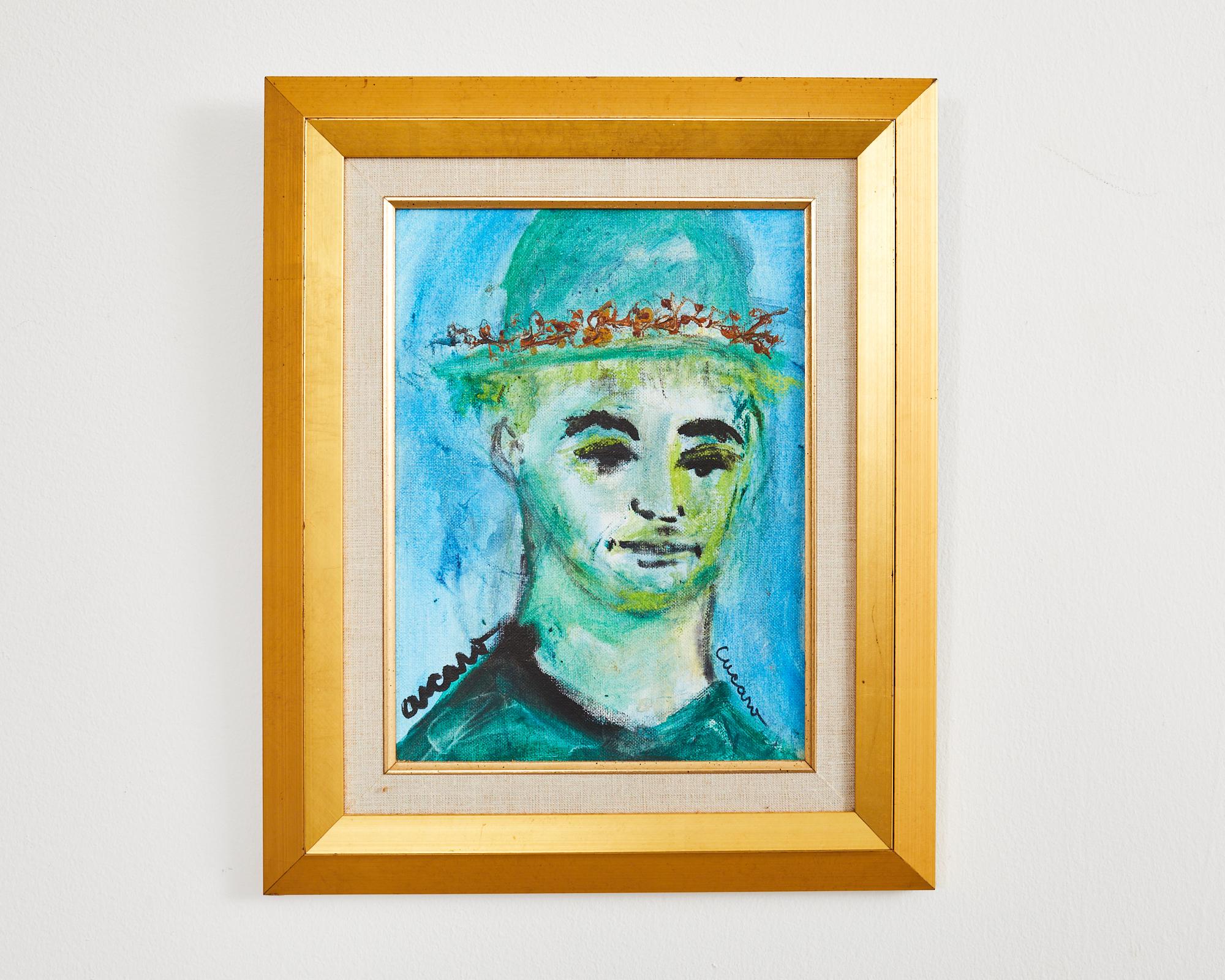 Américain Pascal Cucaro, peinture d'un garçon portant un chapeau, 1915-2003 en vente