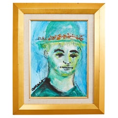 Vintage Pascal Cucaro, 1915-2003 Boy Wearing Hat Painting