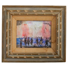 Pascal Cucaro Impressionist Painting Figures Boats on Water