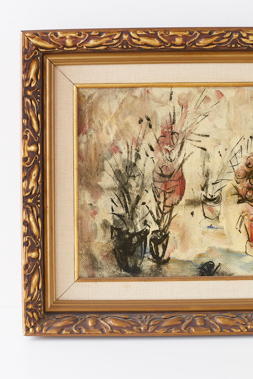 Mid-Century Modern Pascal Cucaro Midcentury Still Life of Potted Flowers