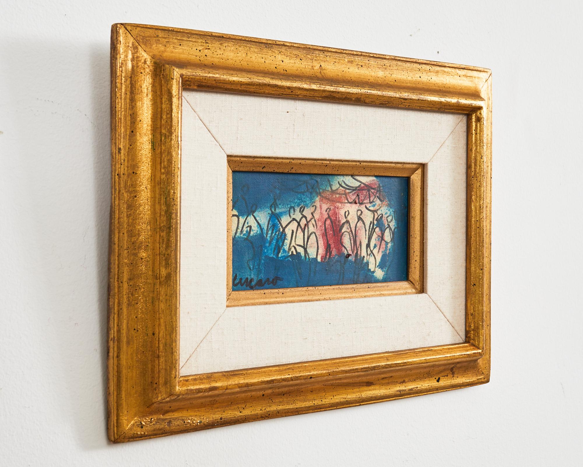 American Pascal Cucaro Mid-Century Impressionist Painting of Figures For Sale