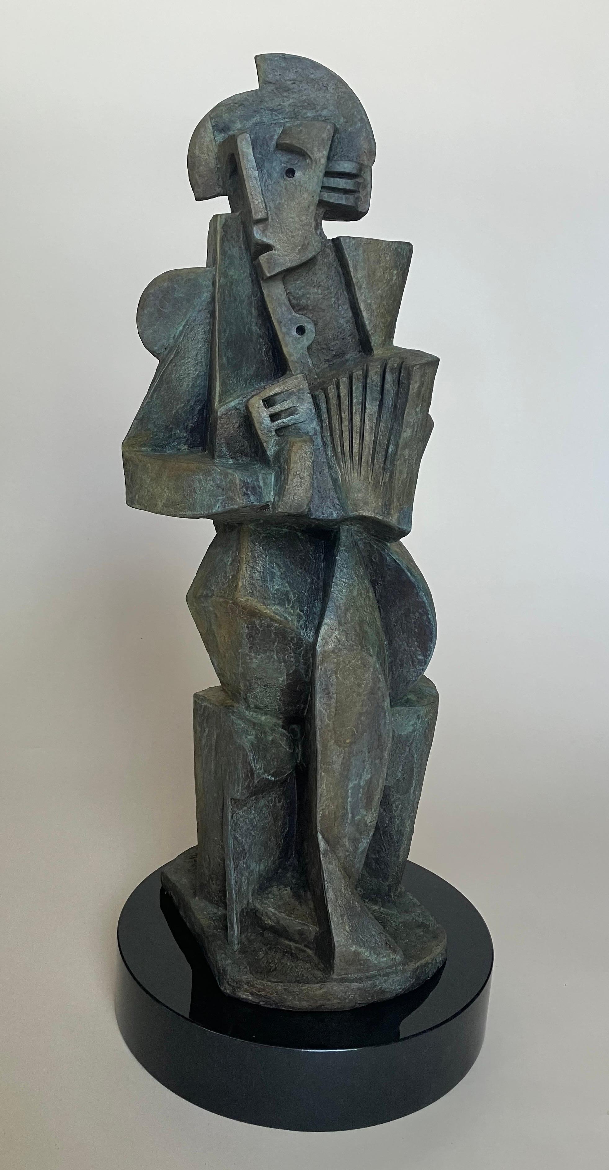 Pascal Jarrion  Figurative Sculpture – Akkordeonspieler