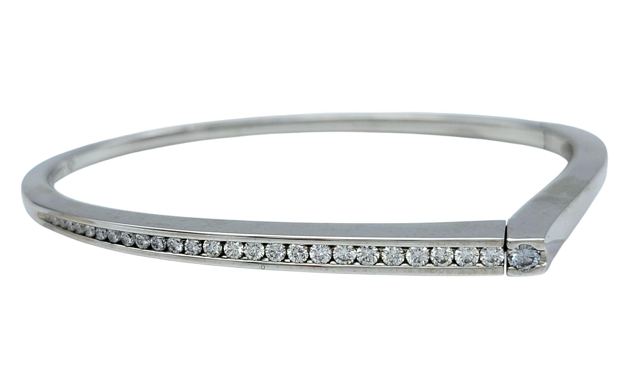 Contemporary Pascal Lacroix Channel Set Diamond Hinged Bangle Bracelet in 14 Karat White Gold For Sale