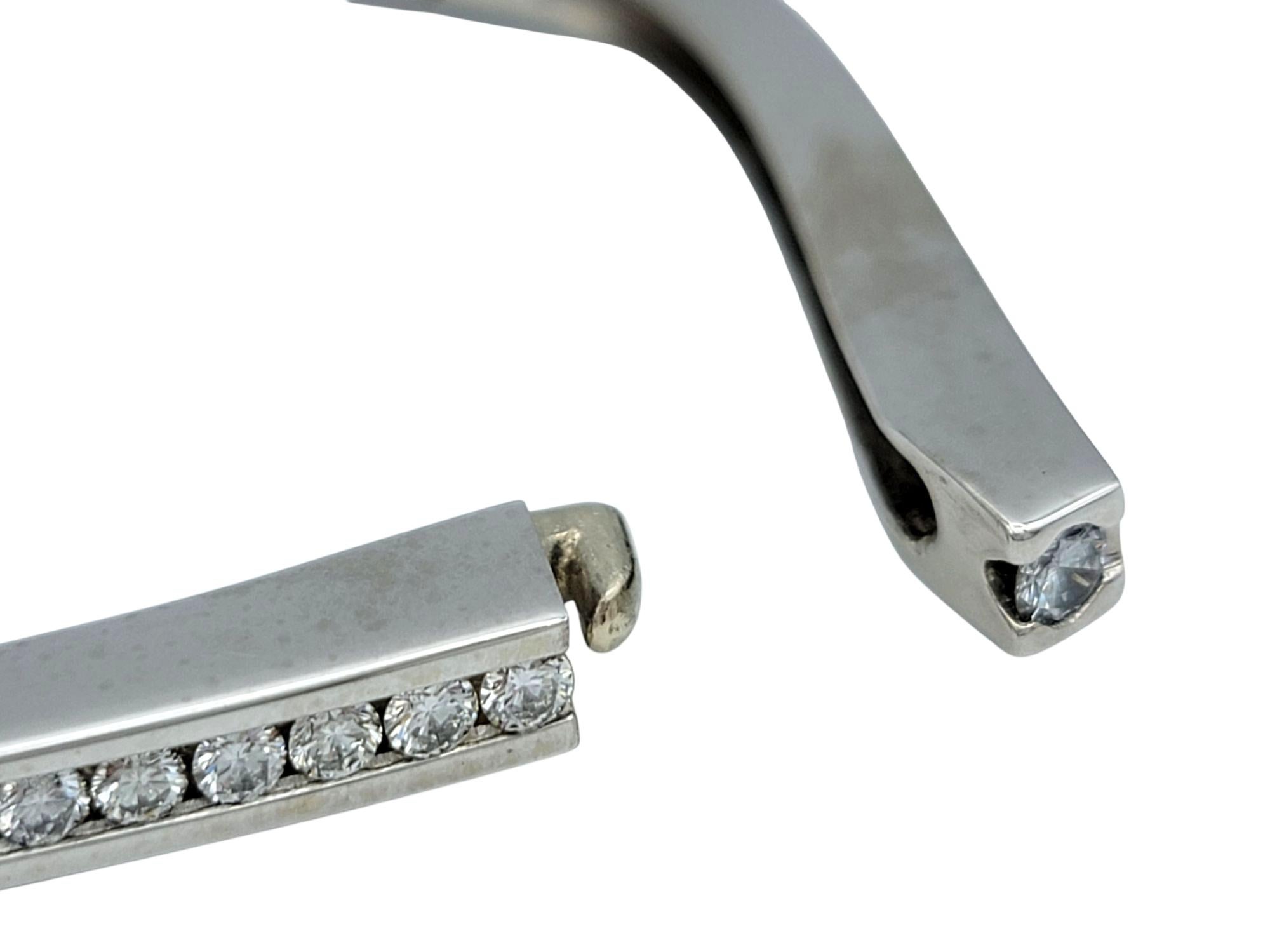 Round Cut Pascal Lacroix Channel Set Diamond Hinged Bangle Bracelet in 14 Karat White Gold For Sale