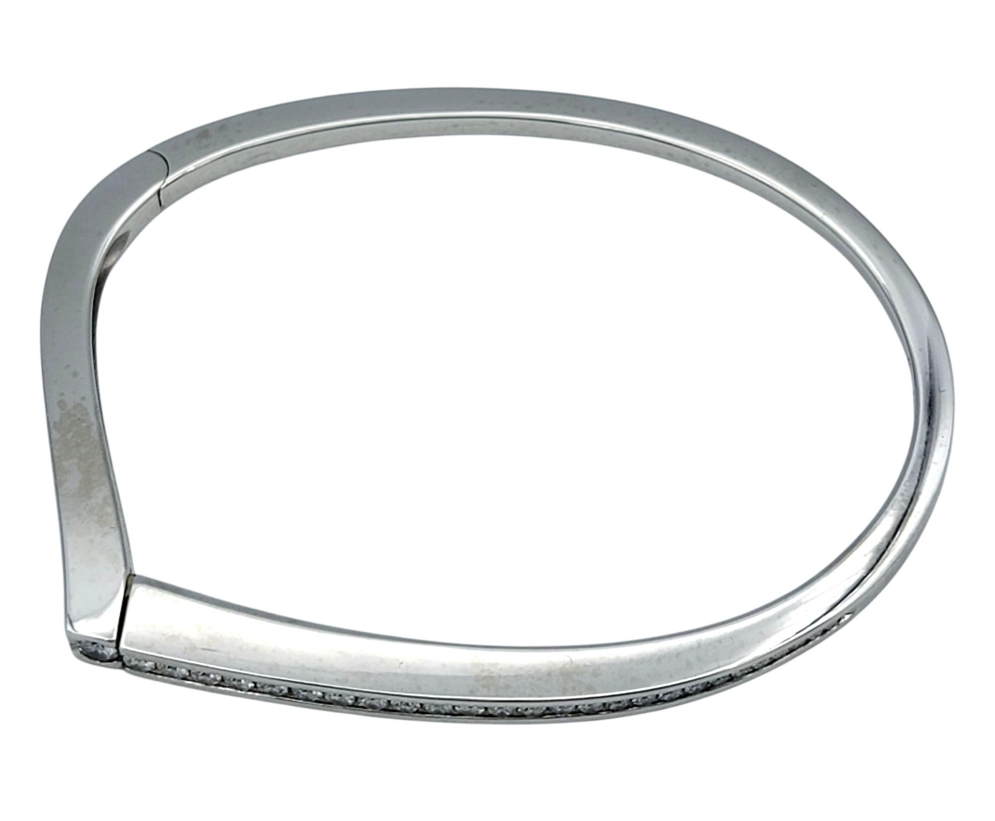 Women's Pascal Lacroix Channel Set Diamond Hinged Bangle Bracelet in 14 Karat White Gold For Sale