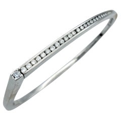 Pascal Lacroix Channel Set Diamond Hinged Bangle Bracelet in 14 Karat White Gold