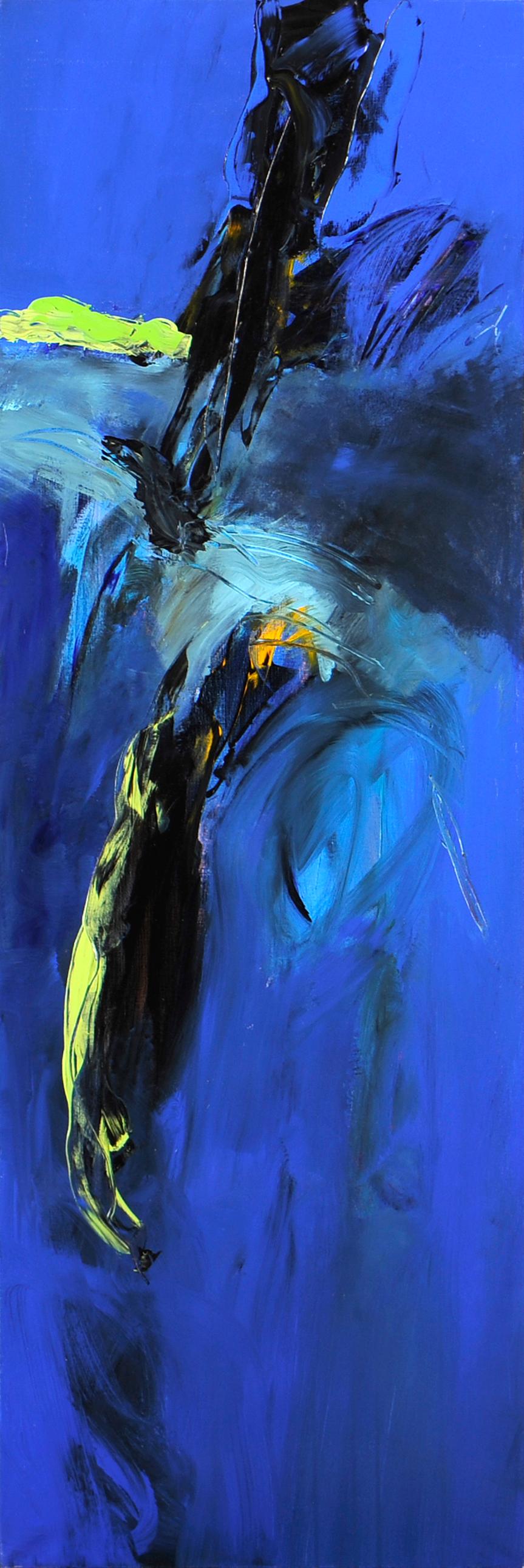 Blue triptych - 1998 - Painting by Pascal Magis