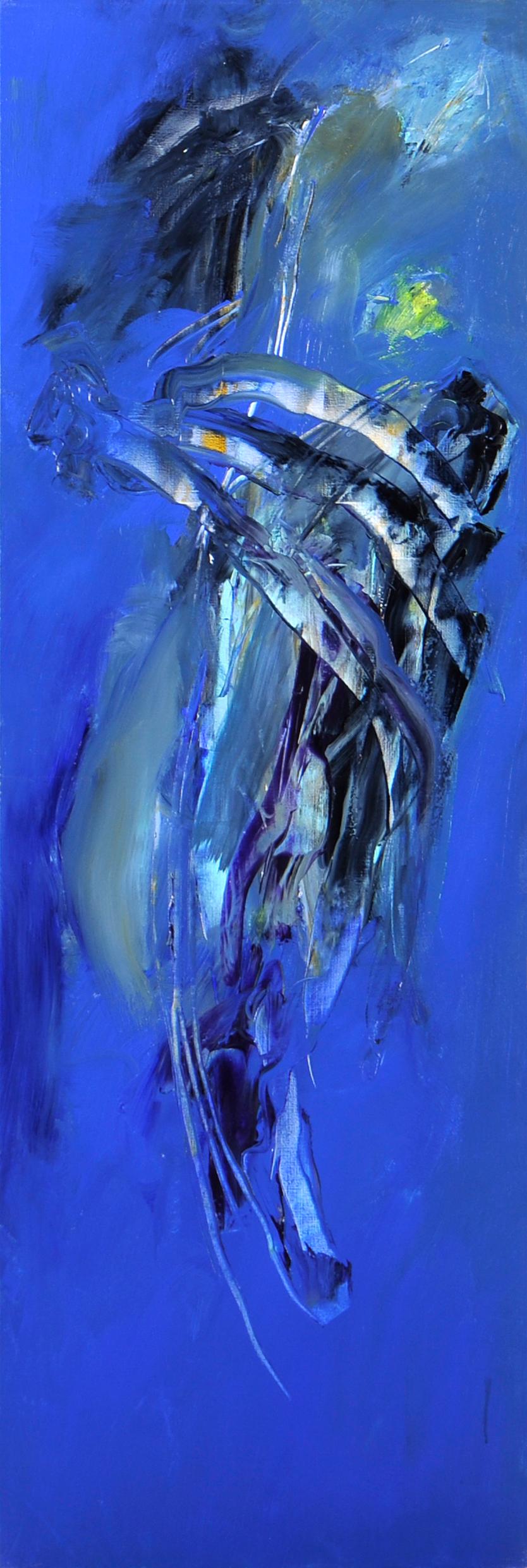 Blue triptych - 1998 - Abstract Painting by Pascal Magis