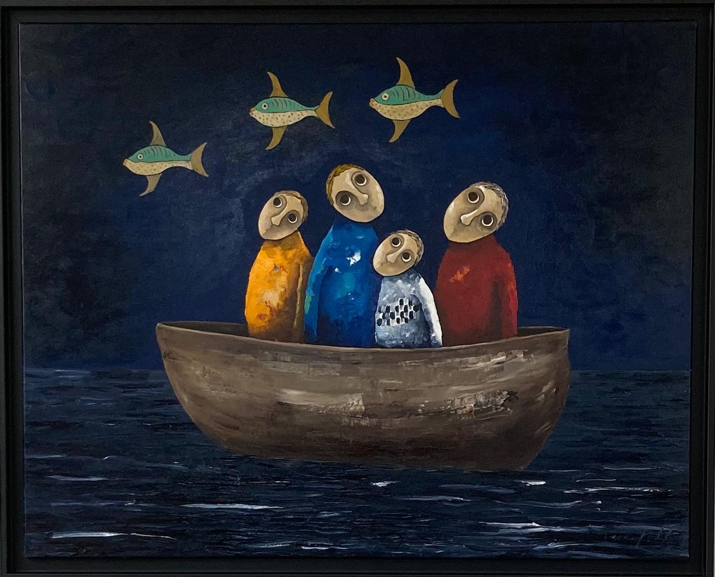 Volant-Poissons – Painting von Pascal Marcel