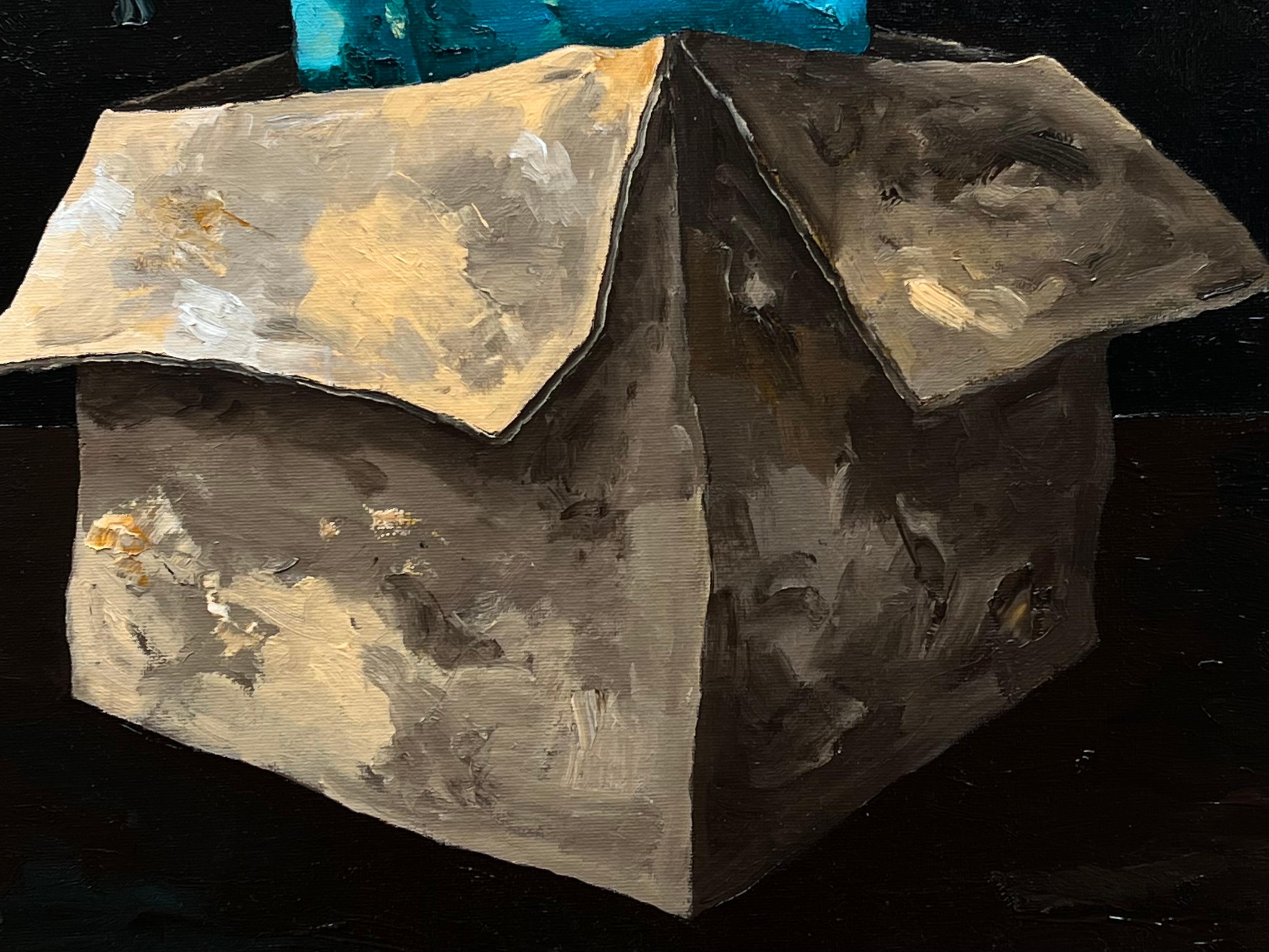 Mon carton - Black Figurative Painting by Pascal Marcel