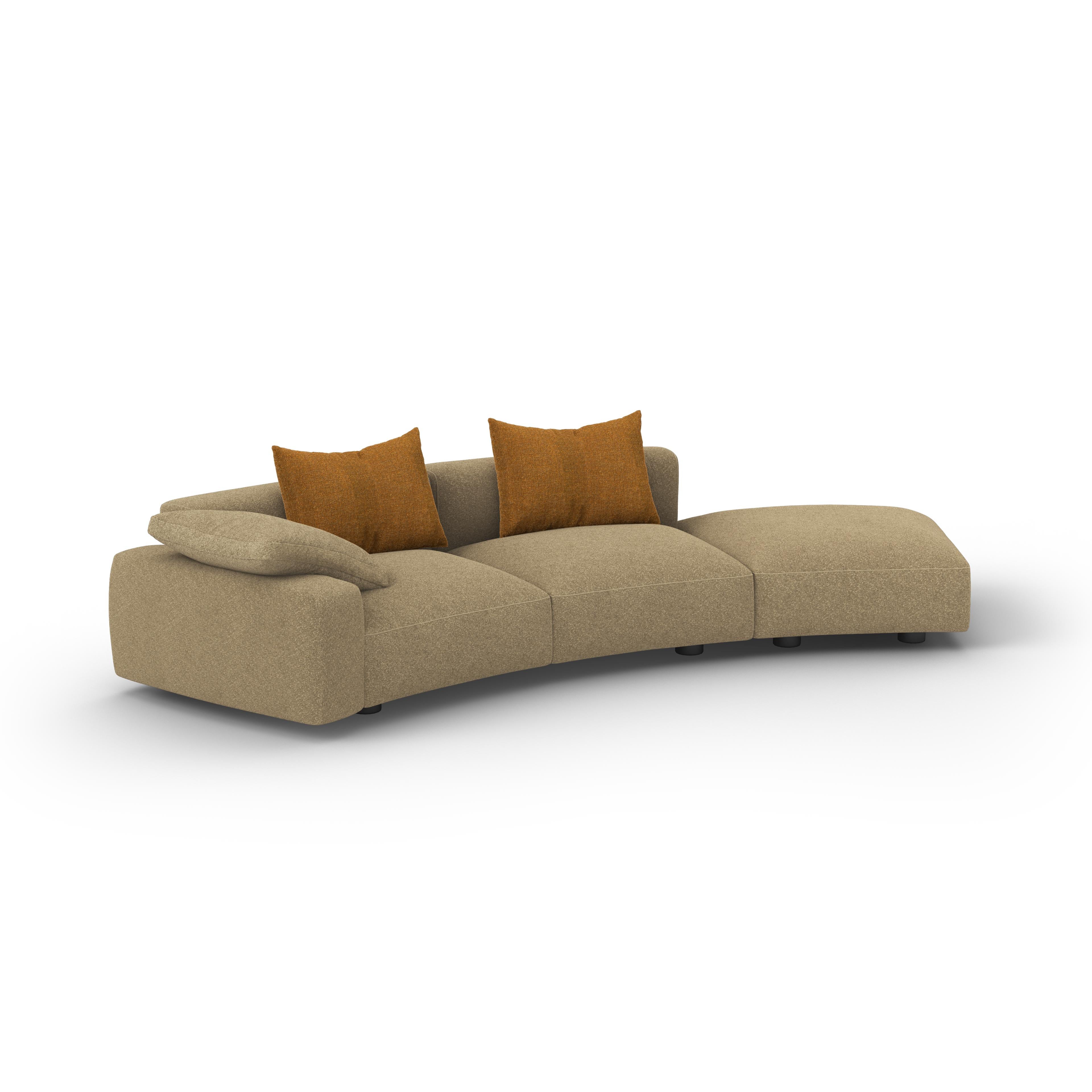 The Pascal Modular allows for unlimited configurations in curved and straight options. Each piece is wrapped in down and feather to maximize comfort lounging. Includes arm pillows and one pillow per seat back. 

As shown: Arm right chair with