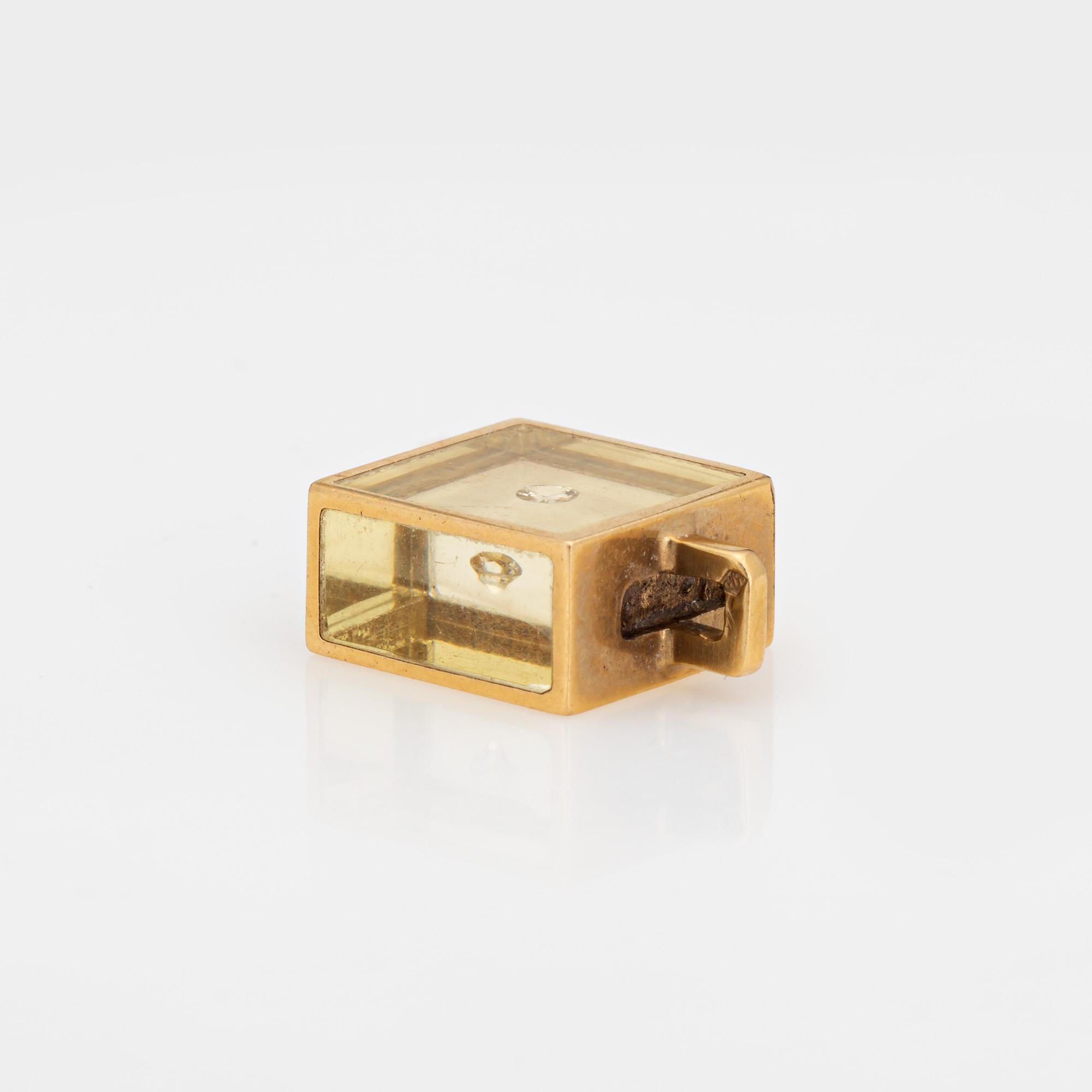 Modern Pascal Morabito Floating Diamond Cube Pendant Vintage 18k Yellow Gold French