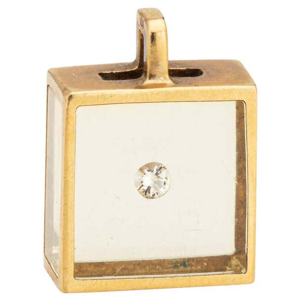 Pascal Morabito Floating Diamond Cube Pendant Vintage 18k Yellow Gold ...