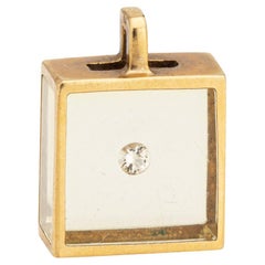 Pascal Morabito Floating Diamond Cube Pendant Vintage 18k Yellow Gold French