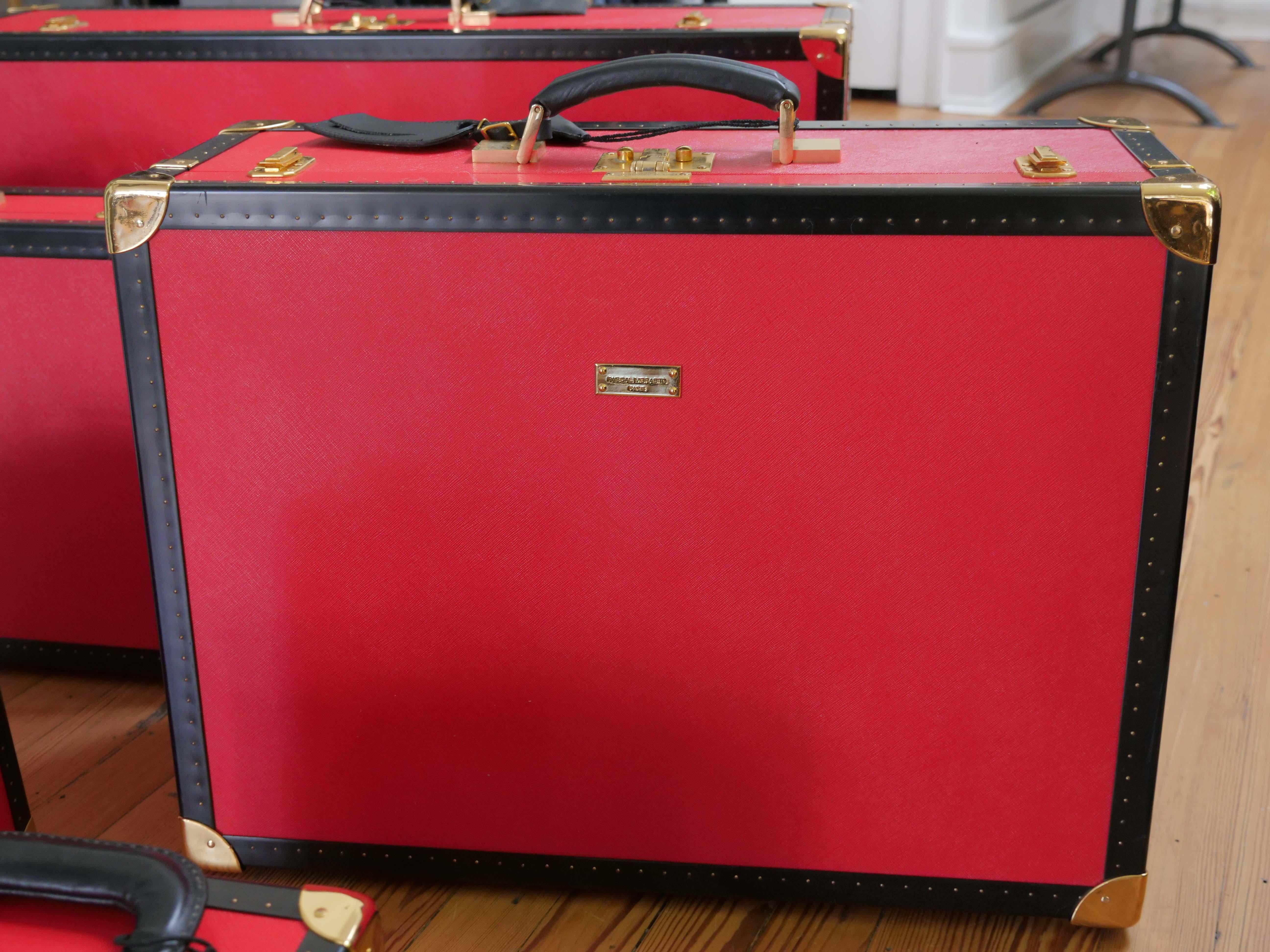 French Pascal Morabito Porsche 5-Piece Hard Red Luggage