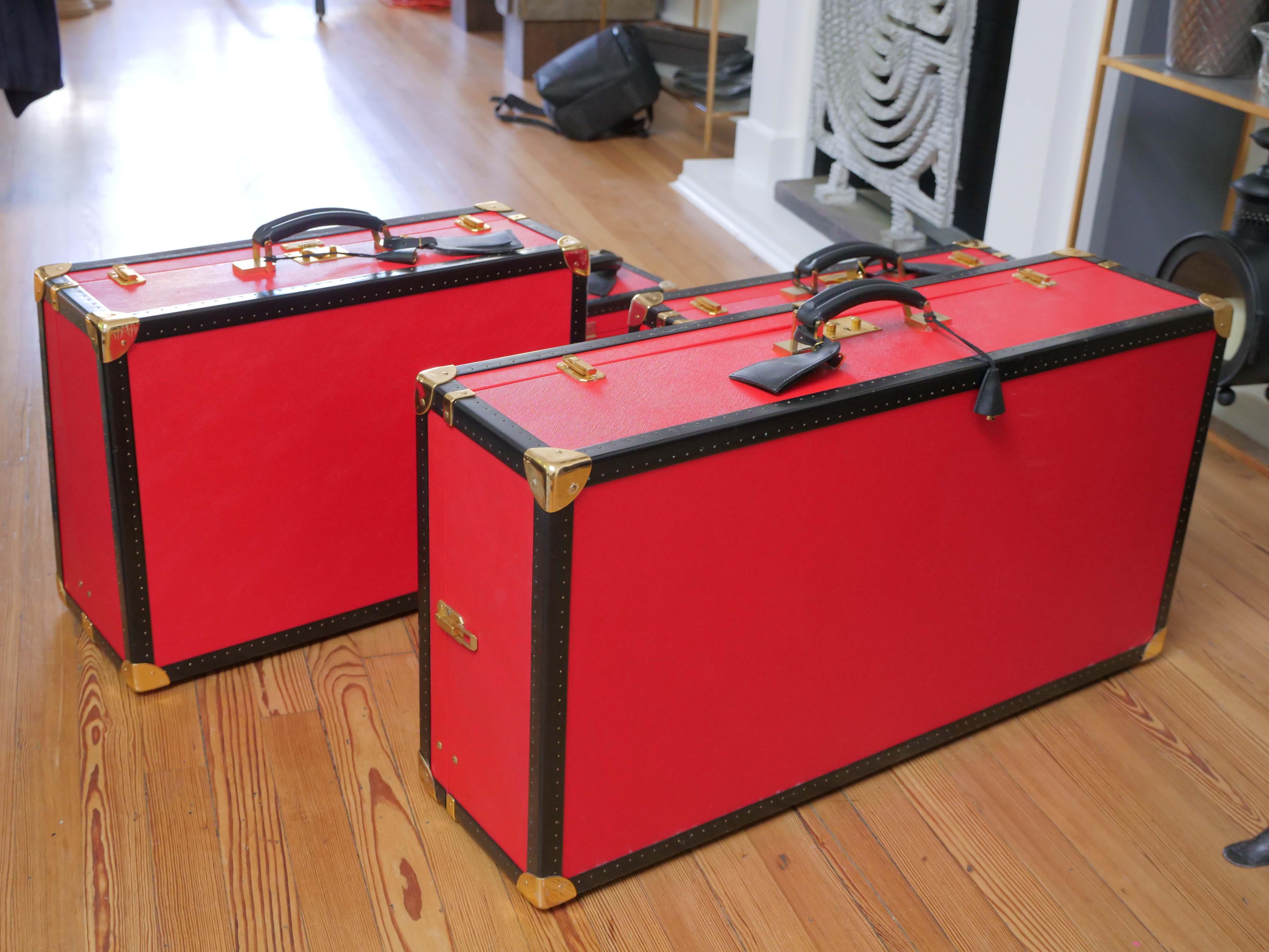 Leather Pascal Morabito Porsche 5-Piece Hard Red Luggage