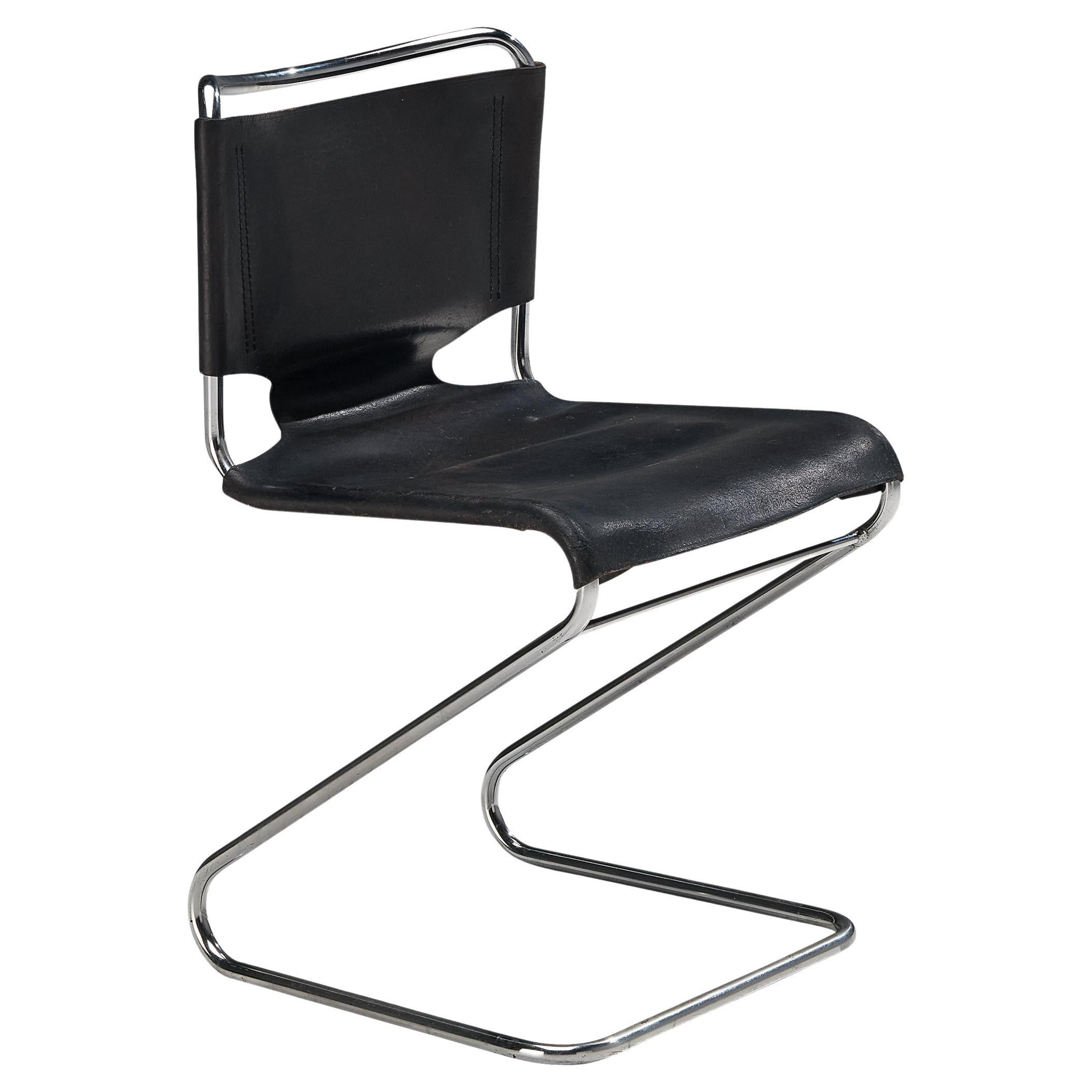 Pascal Mourgue 'Biscia' Chair in Black Saddle Leather 