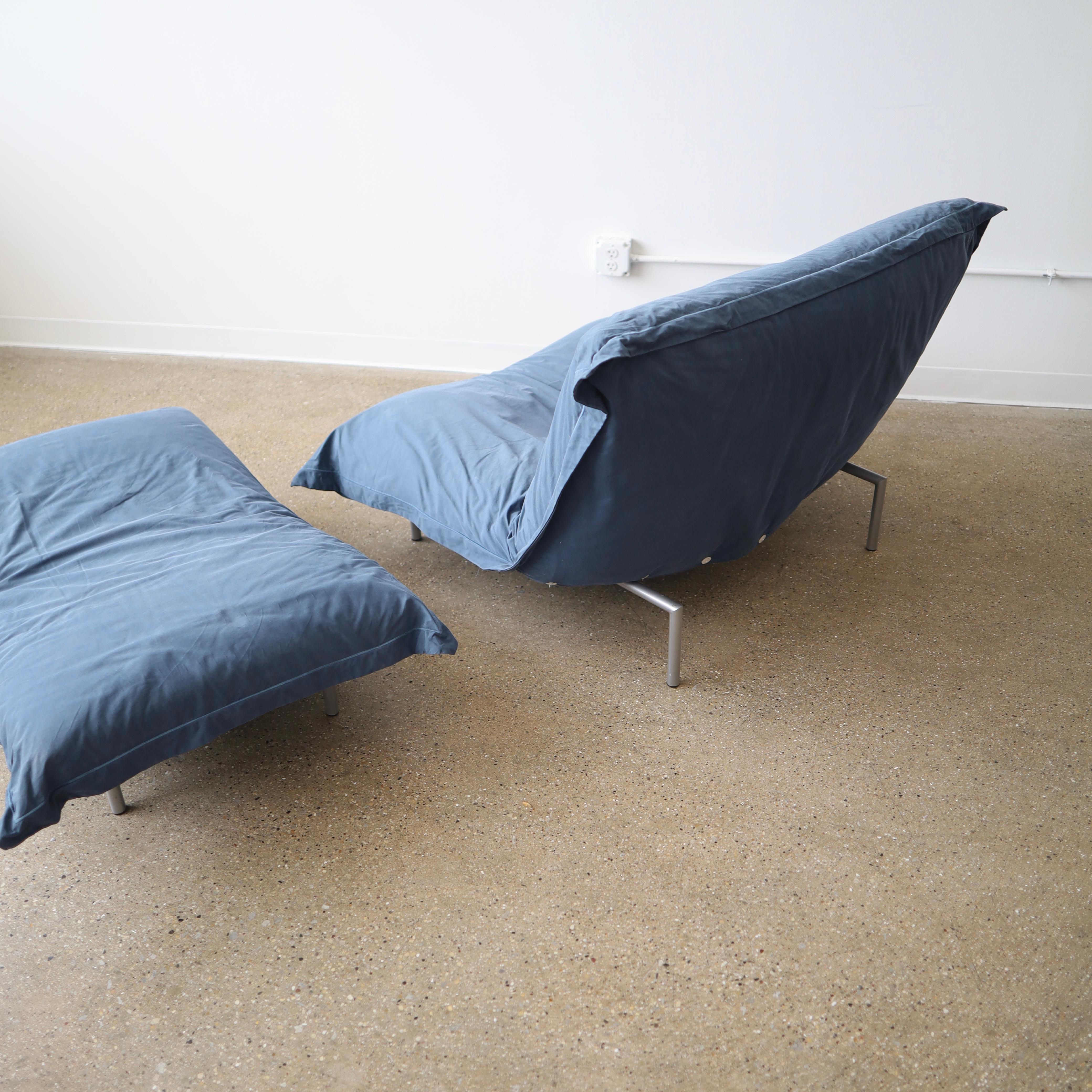 French Pascal Mourgue “Calin” Chair + Ottoman For Sale