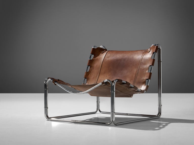 Pascal Mourgue for Steiner, lounge chair model ‘ Fabio’, leather, steel, France, 1960s

Wonderful design piece of Pascal Mourgue from 1960s. Mourgue created a comfortable lounge chair that bears multiple visual features. Four separate elements of