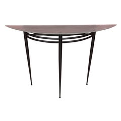 Pascal Mourgue, Lacquered Metal Console, Sanded Glass Top