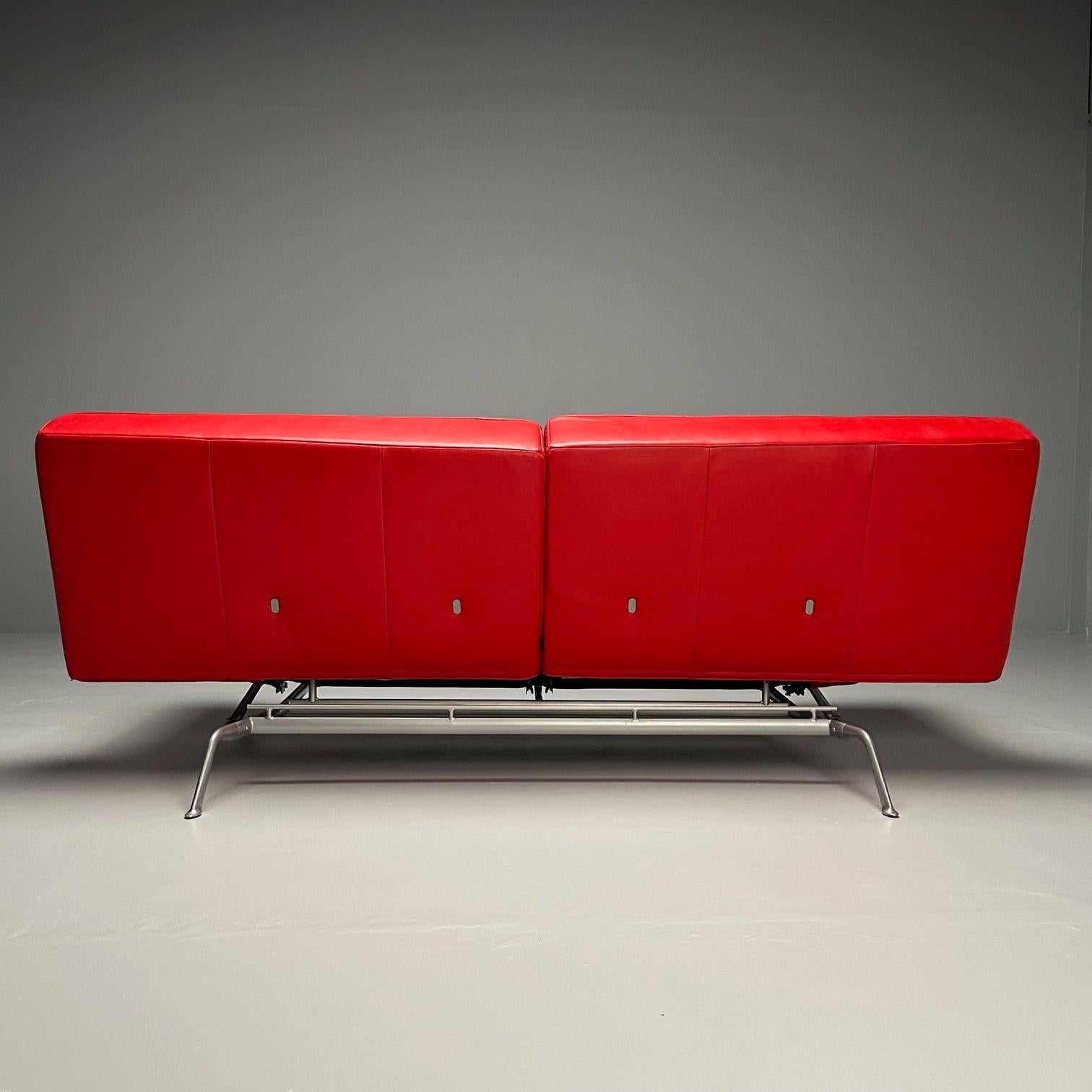 Pascal Mourgue, Ligne Roset, Smala Adjustable Daybed, Sofa, Red Leather, France 4