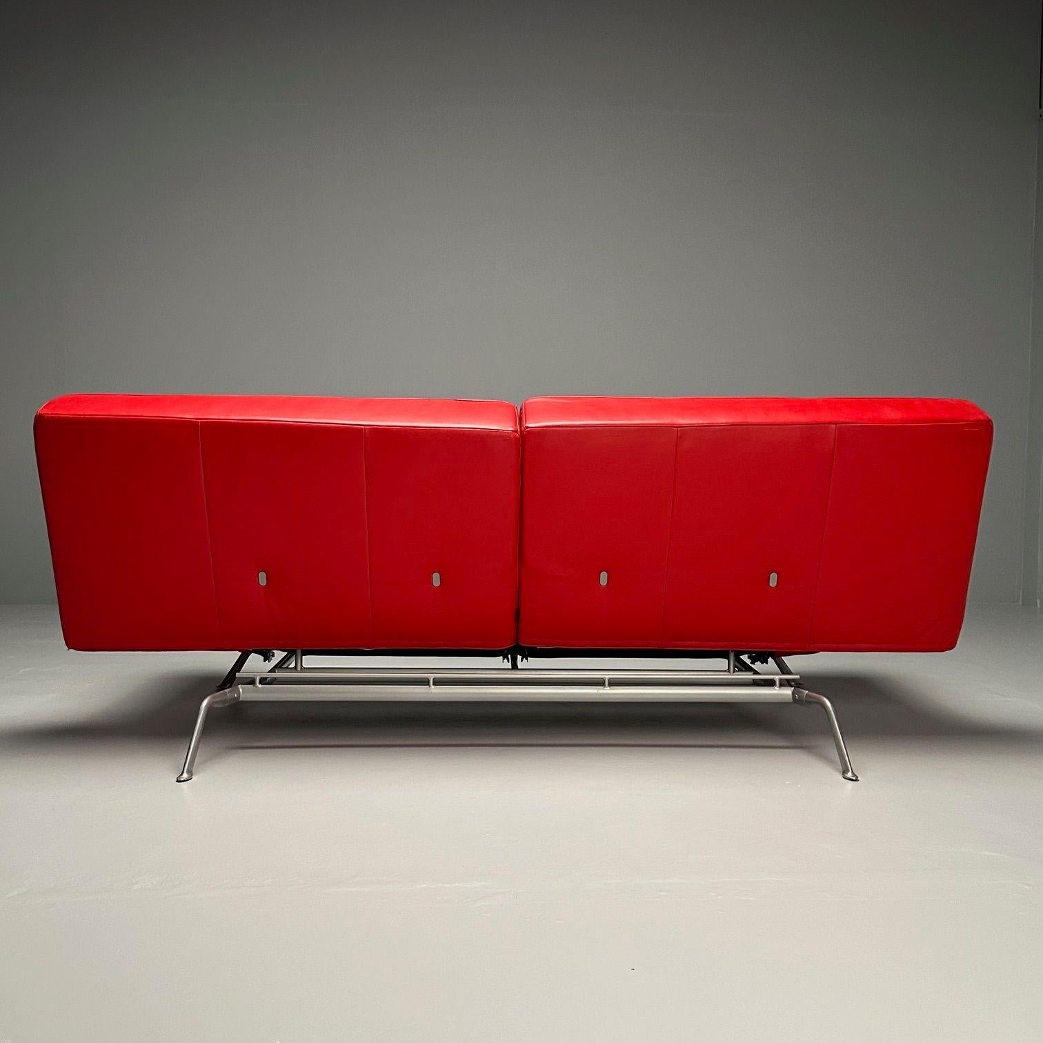 Pascal Mourgue, Ligne Roset, Smala Adjustable Daybed, Sofa, Red Leather, France 1