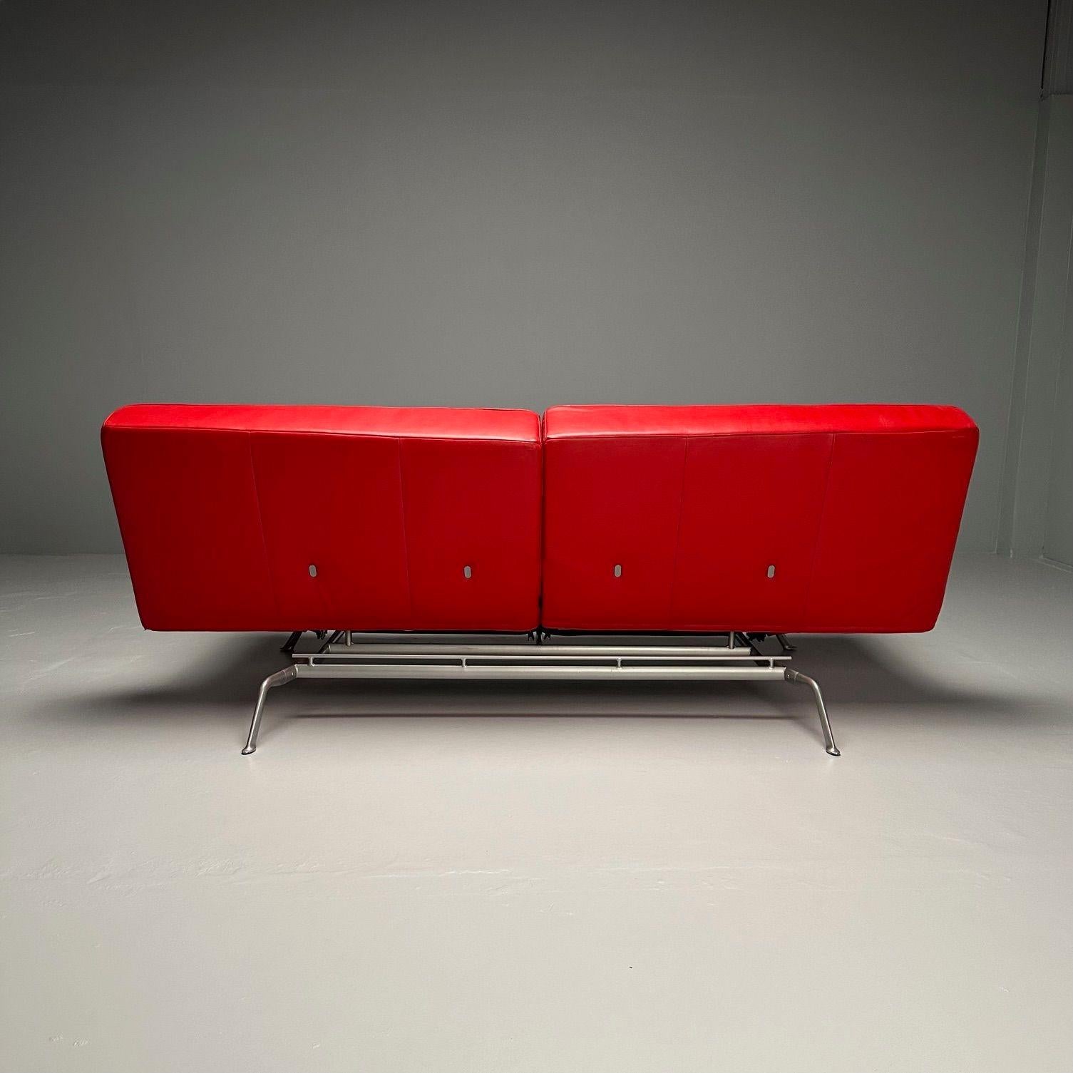 Pascal Mourgue, Ligne Roset, Smala Adjustable Daybed, Sofa, Red Leather, France 5
