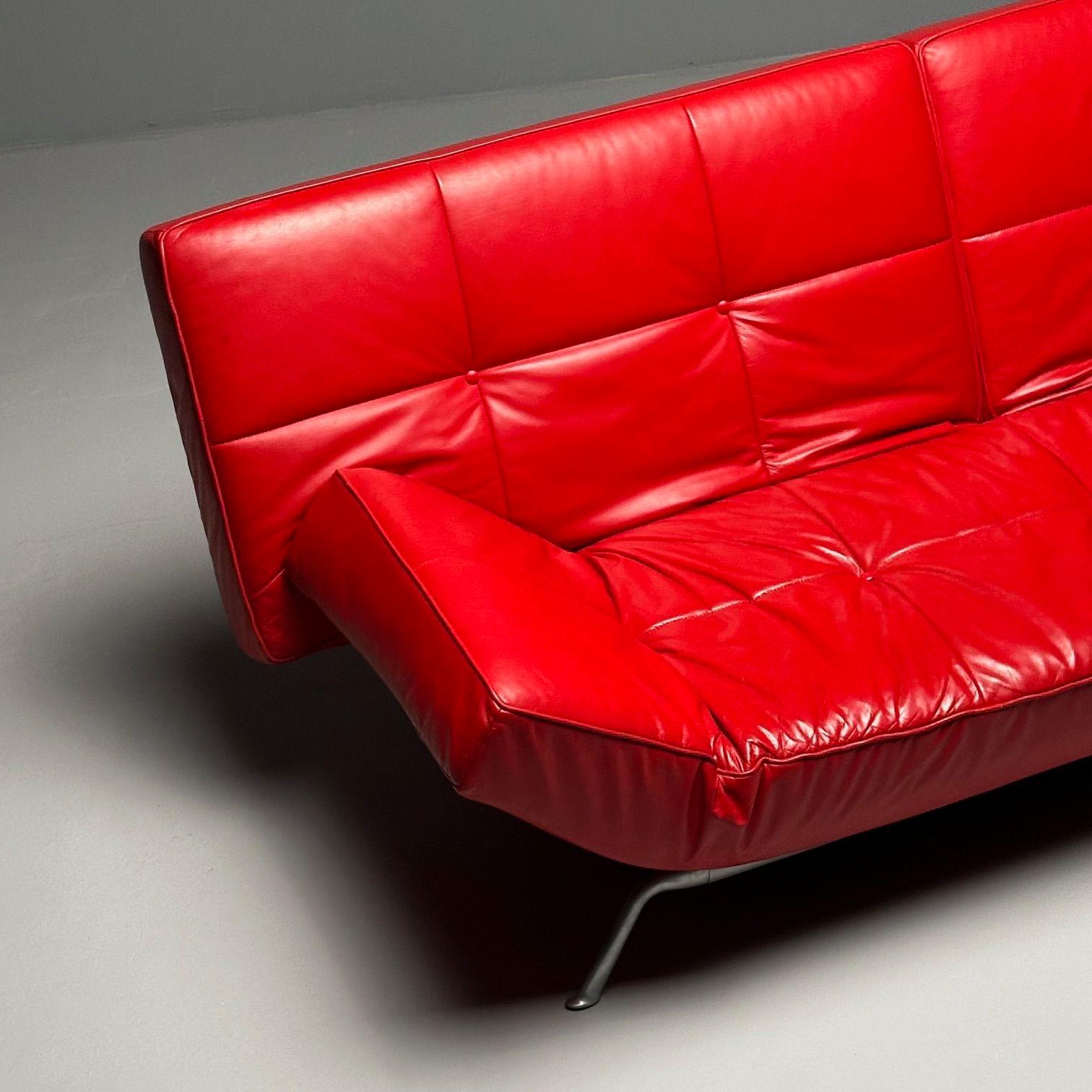 Pascal Mourgue, Ligne Roset, Smala Adjustable Daybed, Sofa, Red Leather, France 7