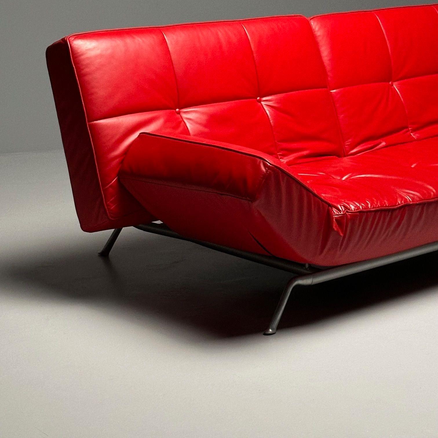 Pascal Mourgue, Ligne Roset, Smala Adjustable Daybed, Sofa, Red Leather, France 8