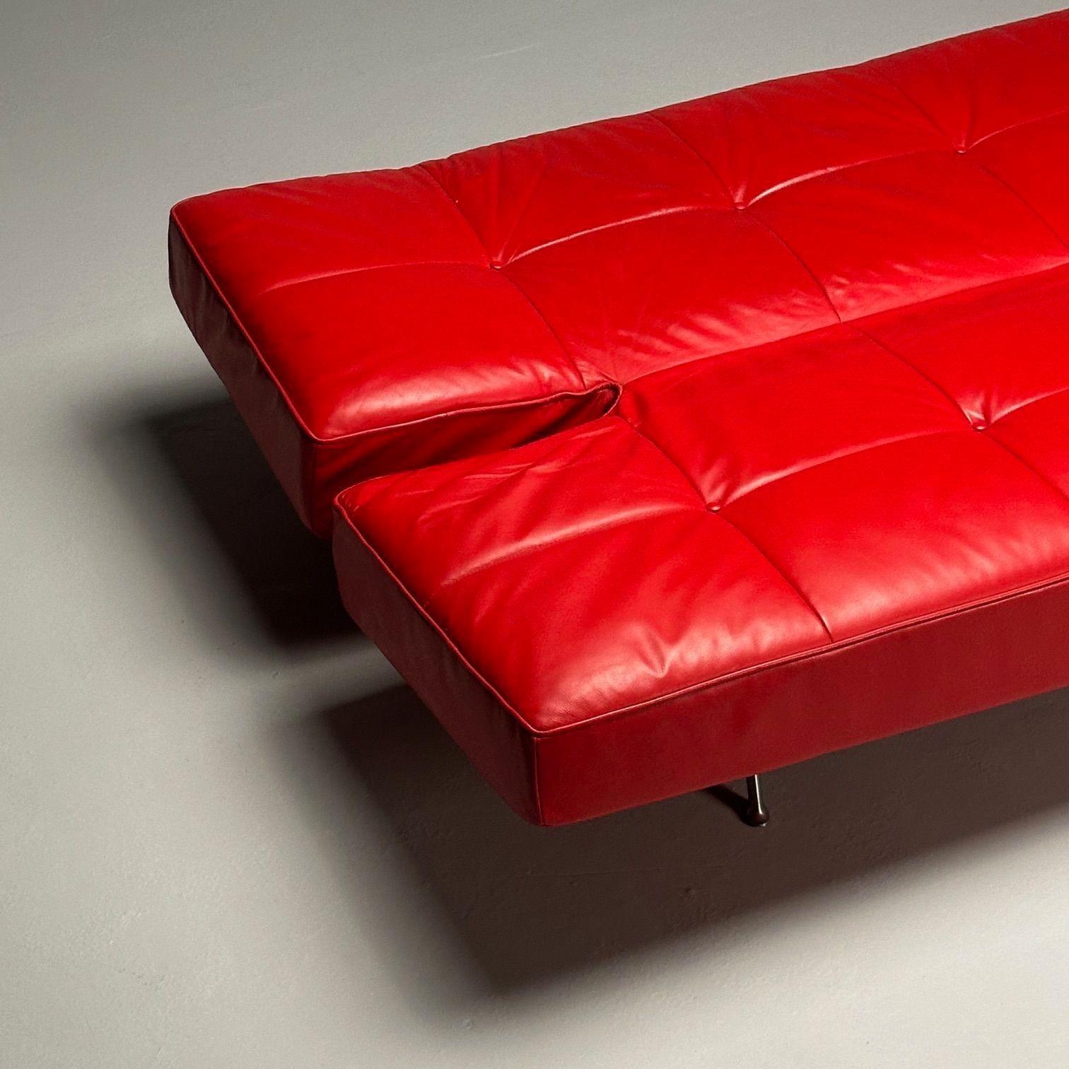 Pascal Mourgue, Ligne Roset, Smala Adjustable Daybed, Sofa, Red Leather, France 10