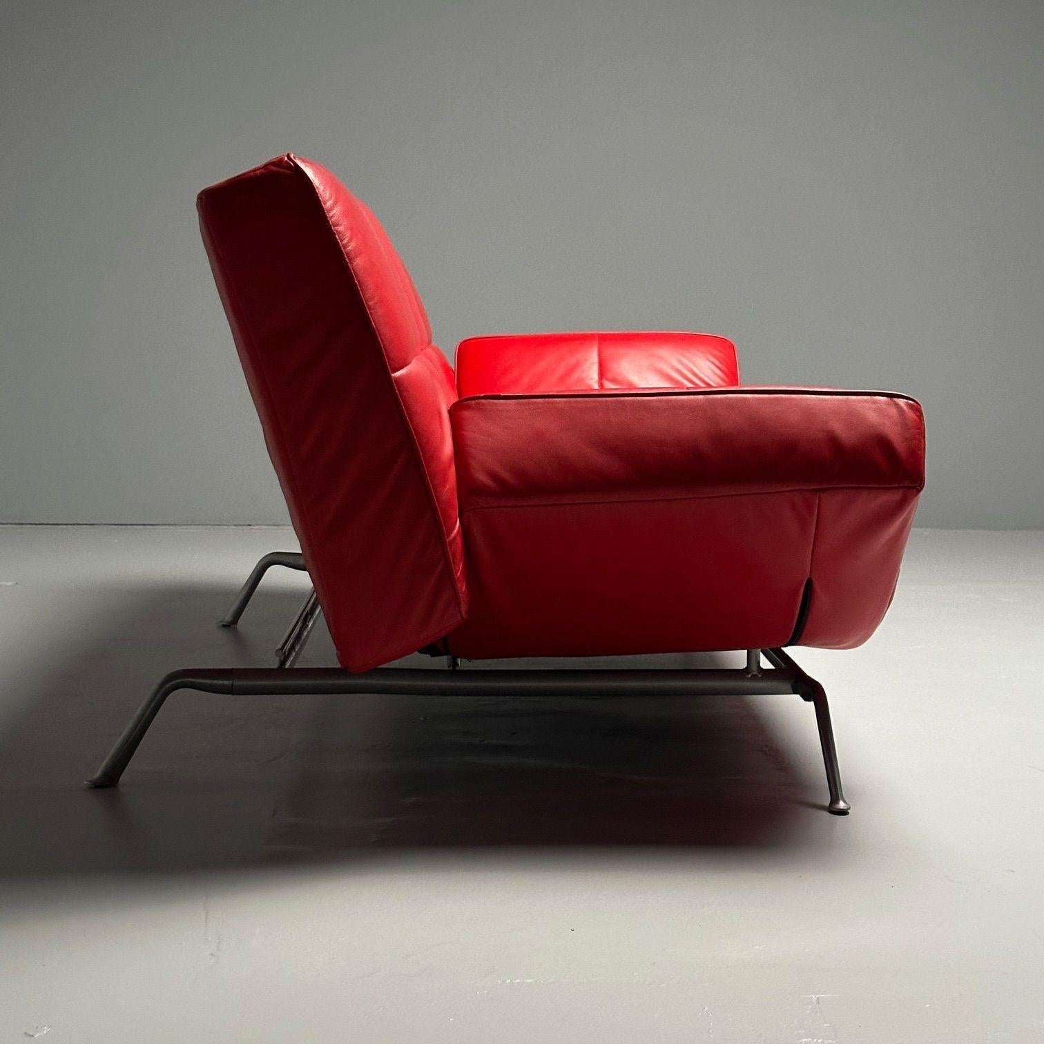 Pascal Mourgue, Ligne Roset, Smala Adjustable Daybed, Sofa, Red Leather, France 8