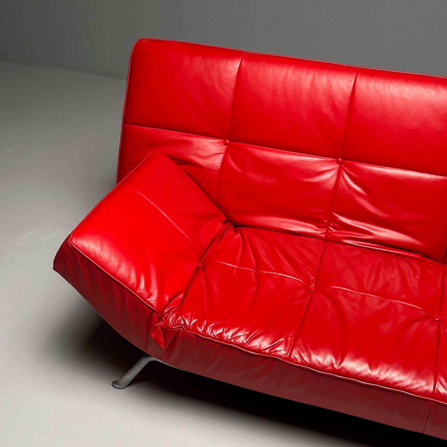 Pascal Mourgue, Ligne Roset, Smala Adjustable Daybed, Sofa, Red Leather, France 12