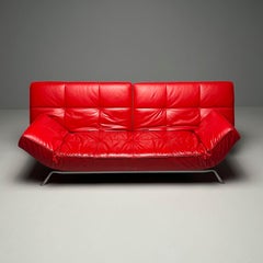 Pascal Mourgue, Ligne Roset, Smala Verstellbares Tagesbett, Sofa, rotes Leder, Frankreich